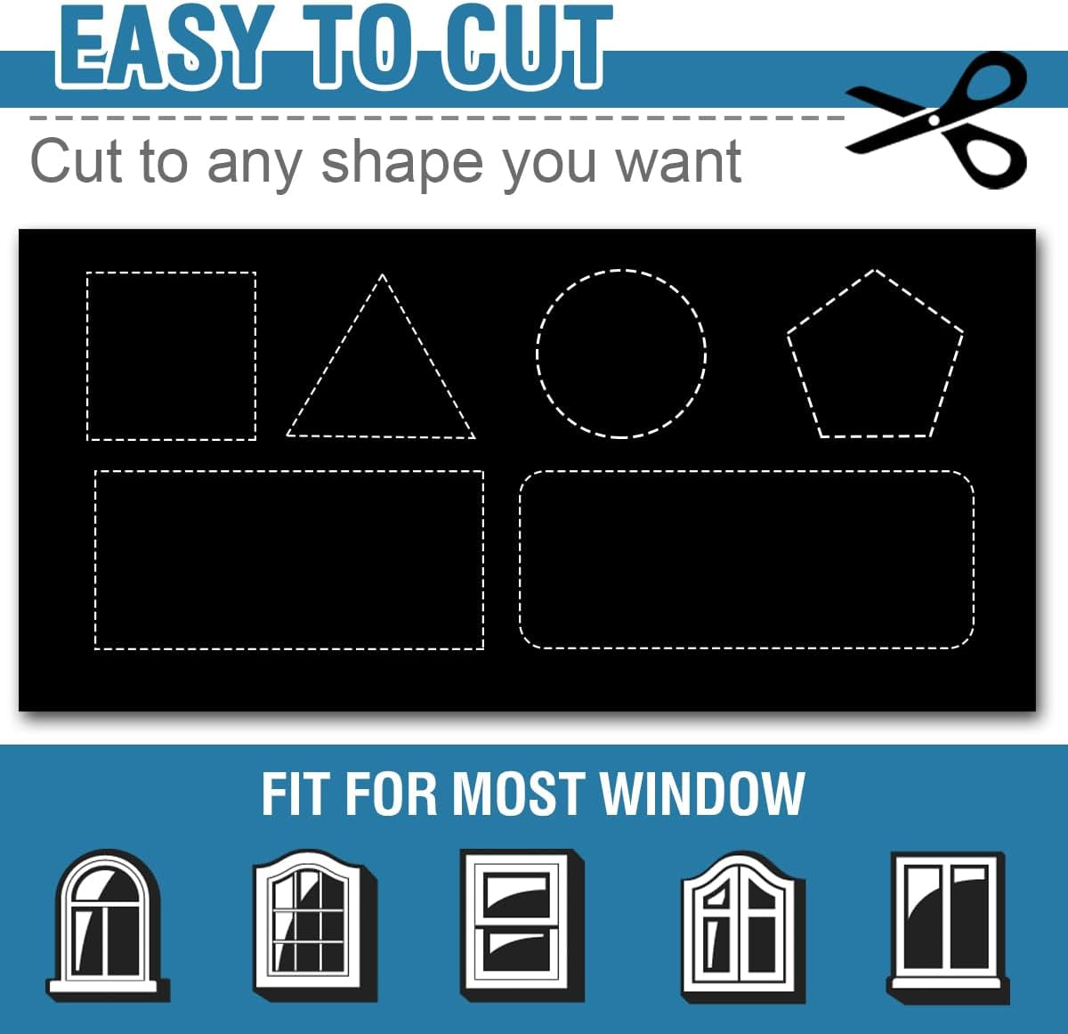 Portable Blackout Curtains for Bedroom 80" X 67", 100% Blackout Blind Curtain for Window No Drill Blackout Roller Shades with Thermal Insulated for Living Room Cut to Any Size, Black