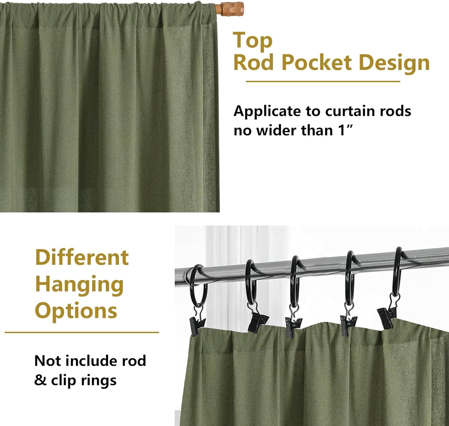 Colin Sage Green Curtains 84 Inches Long for Bedroom Living Room 2 Panels Set, Semi Sheer Light Filtering Soft Linen Textured Curtain, Modern Rod Pocket Drapes, 2 Panels, 42 X 84 Inch