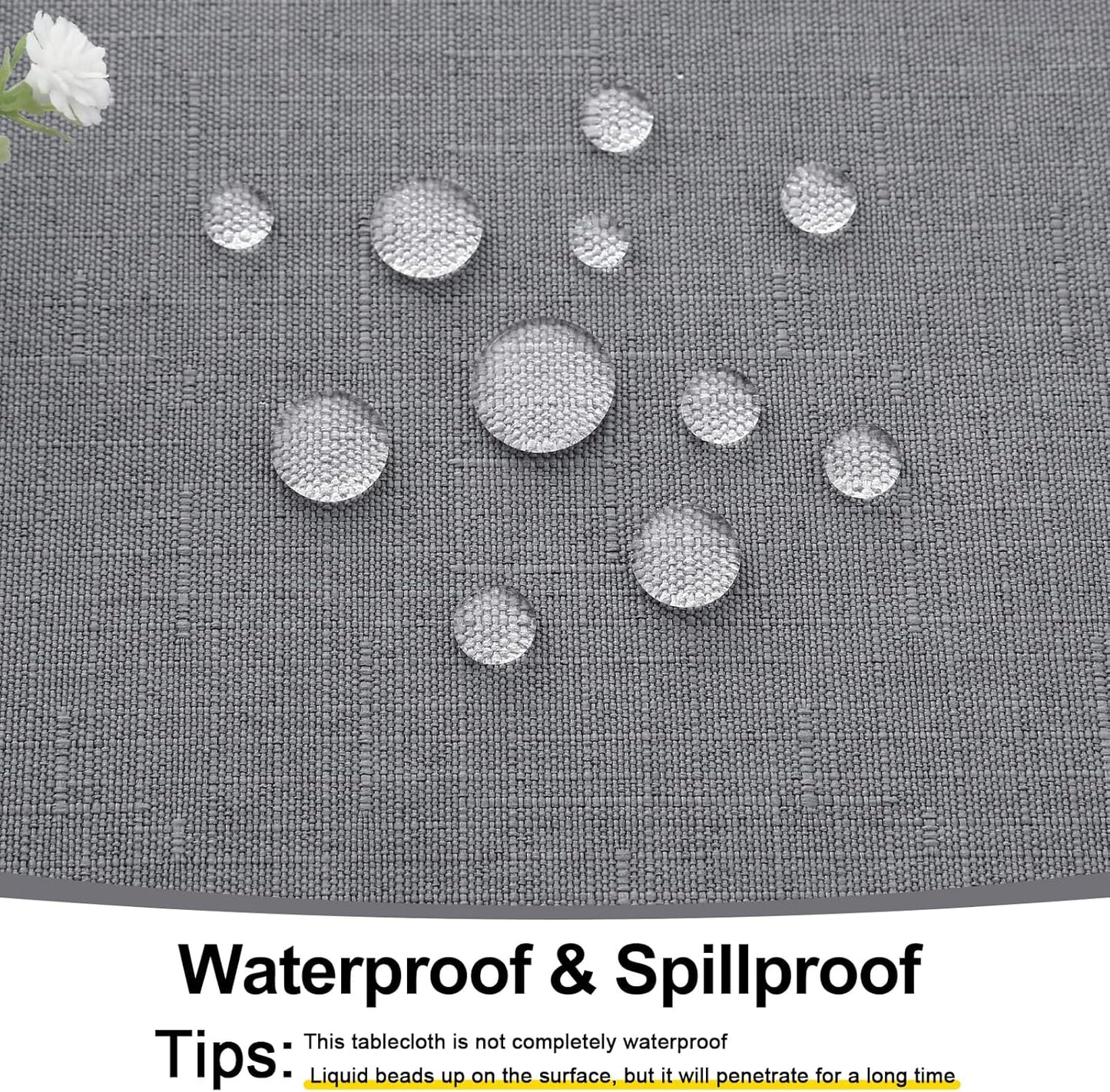 Rectangle Table Cloth Linen Textured, Waterproof Spillproof Anti-Wrinkle Burlap Tablecloth, Washable Decorative Fabric Table Cover for Dining, Party, Banquet, 52 X 70 Inch, Grey