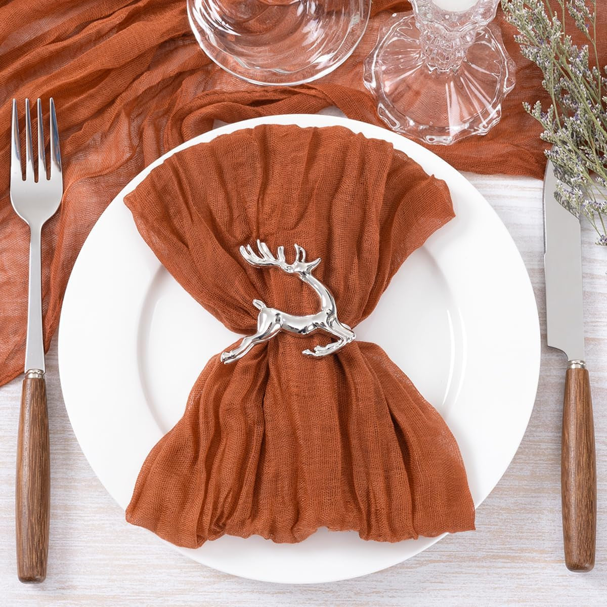 Terracotta Cheesecloth Napkins Fall Burnt Orange Thanksgiving Cheese Cloths Gauze Set of 10 Boho Washable Dinner Table Napkins for Wedding Party Baby Shower Birthday Party Decor