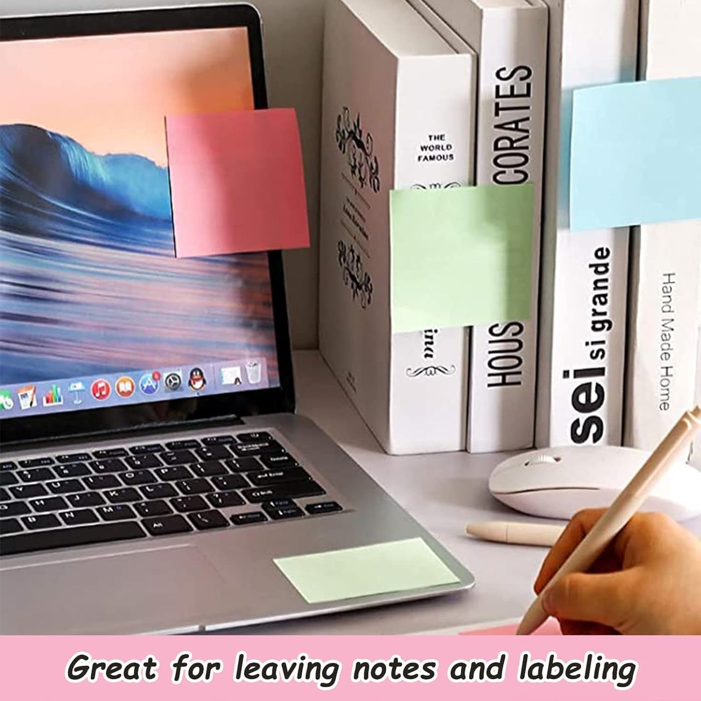 Sticky Notes 3X3 Inches Bulk 28 Pack 2800 Sheets Colored Self-Stick Pads, 100 Sheets/Pad, 4 Bright Colors (Yellow, Green, Pink, Blue) for Office Supplies, School, Home