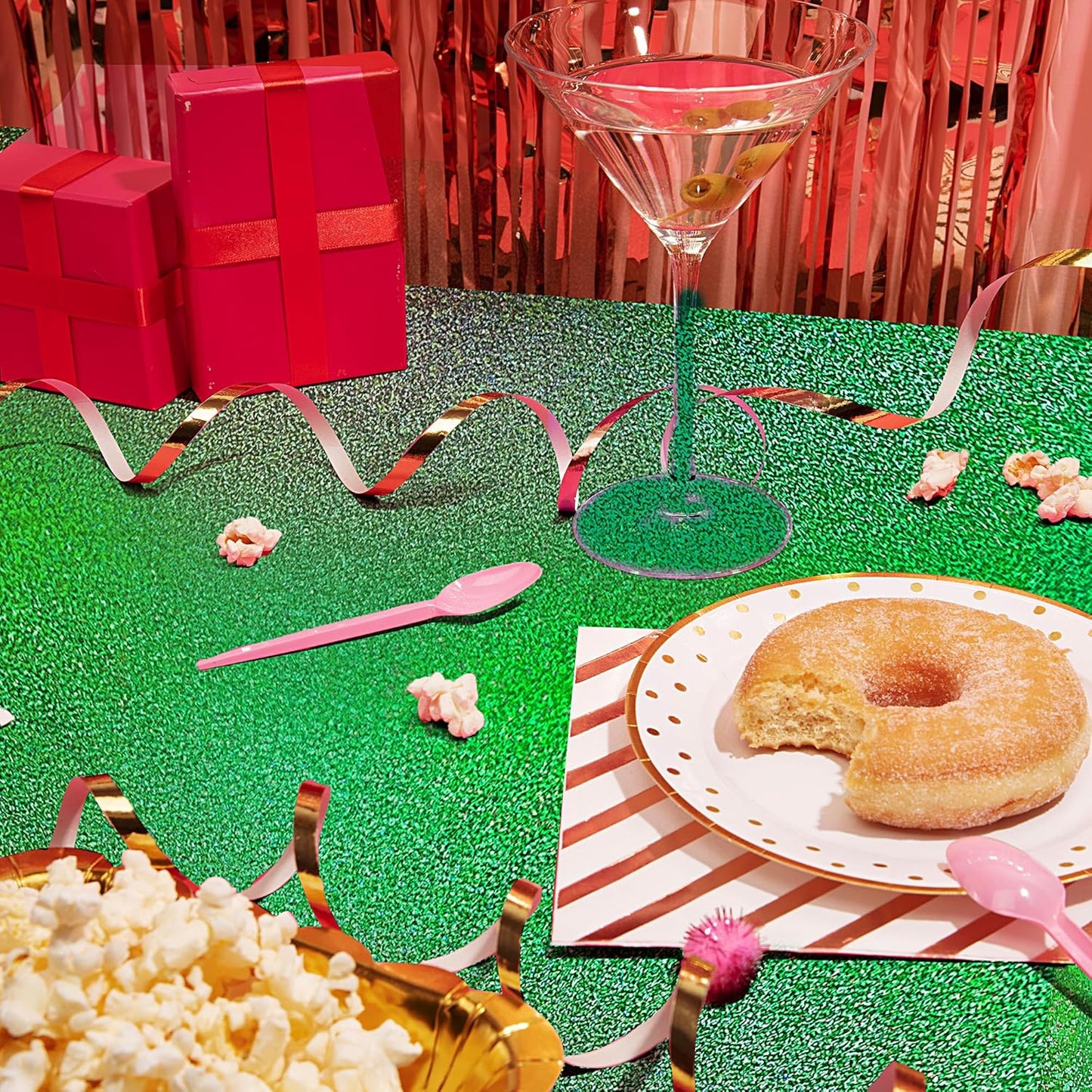 Black and Green Holographic Tablecloth 40" x 108" - Elegant Hot Pink Party Decoration for Valentine's Day, Birthday Celebrations, Halloween, and Baby Showers