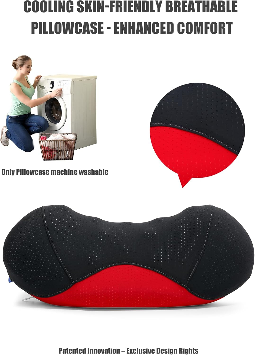 Patented Dual-Layer Cervical Neck Roll Pillow-Comfort Top + Firm Memory Foam Base,Ergonomic Contour Support,Cooling Breathable Case- Relieves Neck Pain from Office,Travel,Sleep& Poor Posture