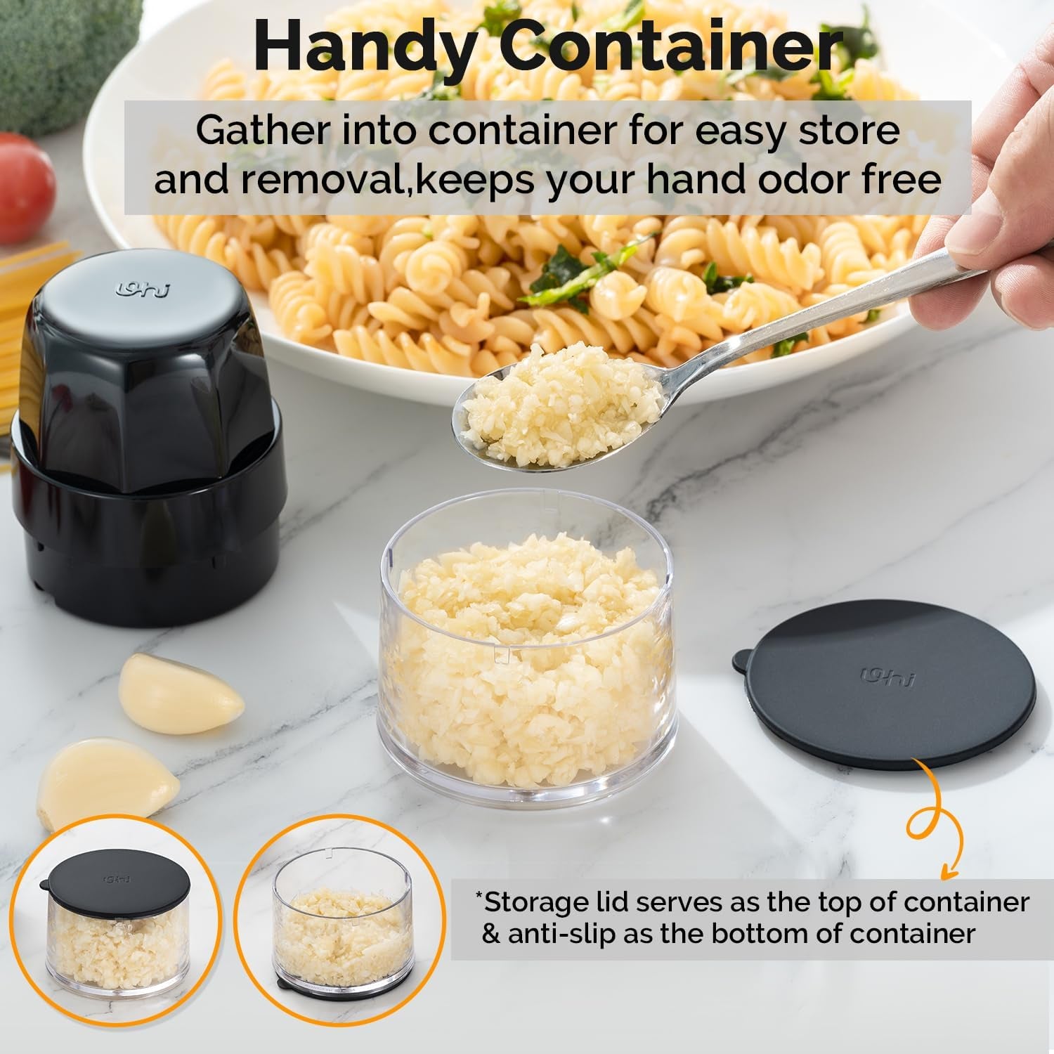 Garlic Crusher Press, Easy Twist Garlic Mincer Grinder for Fast Crushing & Chopping, Bpa-Free, Dishwasher Safe, Versatile Kitchen Tool Also for Ginger, Herbs, Nuts, and More, Black
