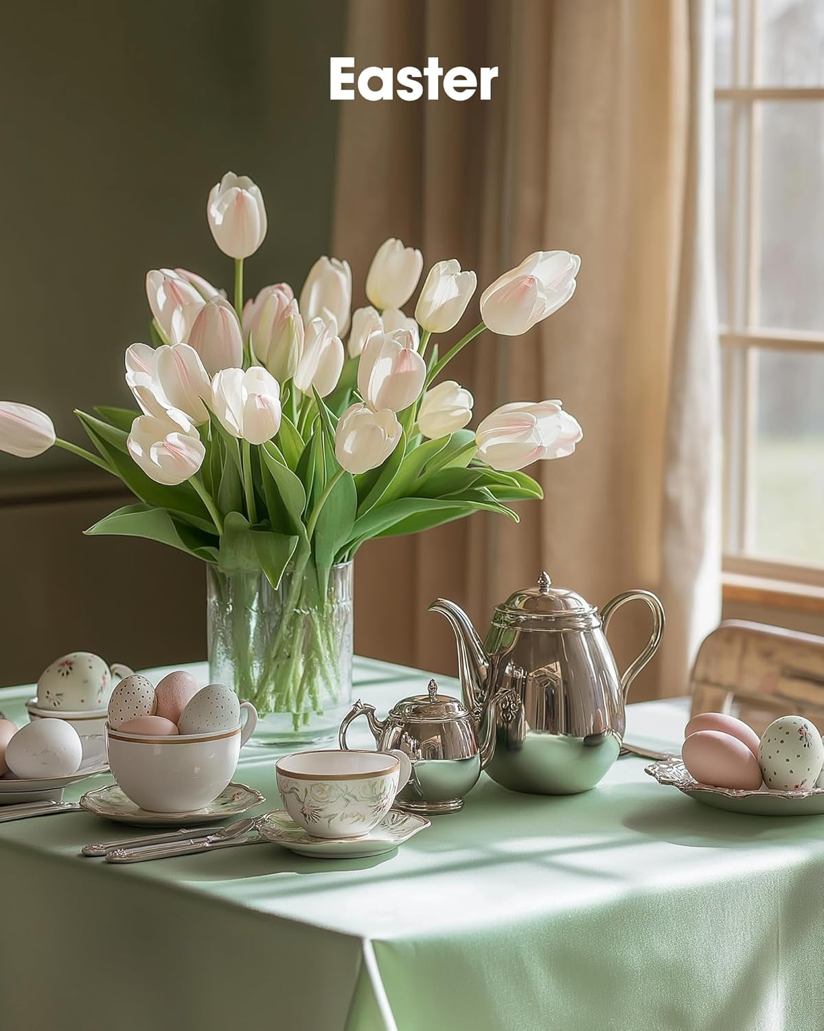 Plastic Table Cloth Disposable 10 Pack, 52 X 70 Inch Table Cloths, Easter Party, Decorative Tablecloths, Rectangle, Light, Pastel Plastic Cover, Waterproof & Sturdy, Sage Green