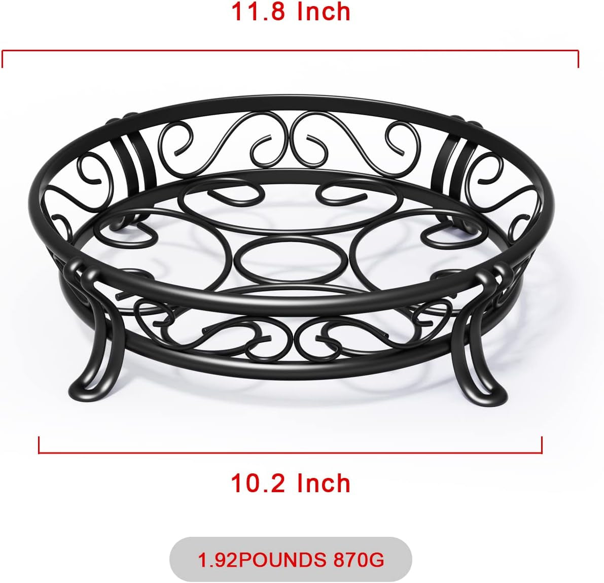 Metal Plant Stand for Outdoor Indoor, Heavy Duty Flower Pots Holder Rustproof Wrought Iron Planter Stands Garden round Supports Rack for Planter 11.8 Inches, Bronze Black