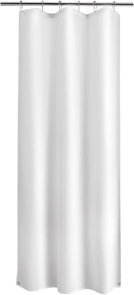 Small Stall Shower Curtain Liner Washable, 36 X 72 Inches, White Fabric Stall Shower Liner with 2 Magnets, Waterproof RV Shower Liner Soft Lightweight Polyester, White