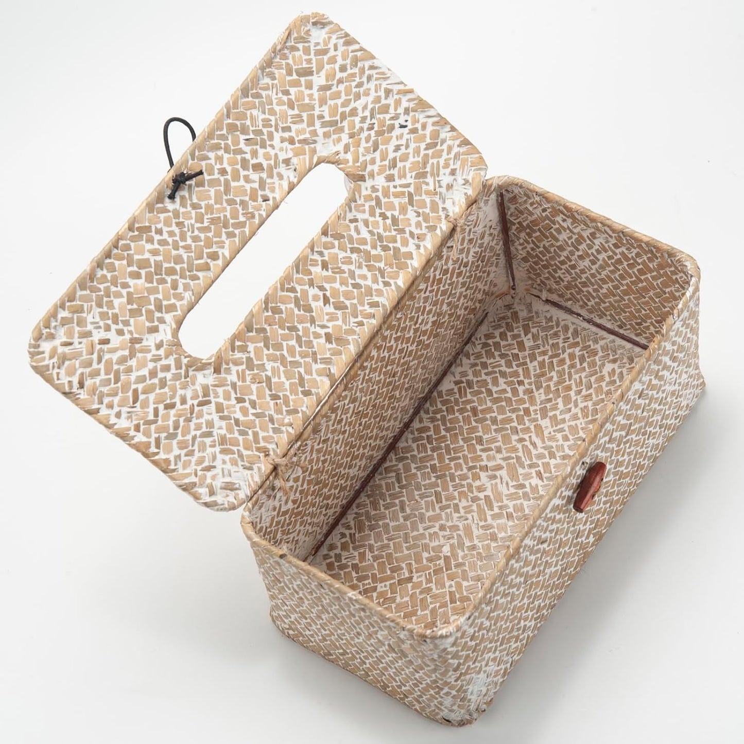 Seagrass Tissue Box Cover Rectangular Woven Napkin Holder Decorative for Bathroom Farmhouse (Whitewash, 10 X 5.5 X 4.2 Inch)