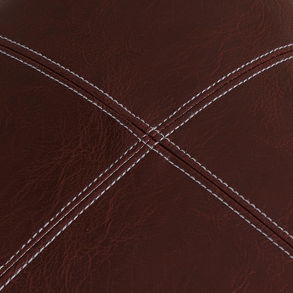 2 Packs Burgundy Boho Lumbar Plaid Faux Leather Decorative Throw Pillow Covers 12X20 Inch for Couch Bed Sofa, Hand Stitched Rectangle Cushion Case, Rustic Modern Farmhouse Home Décor