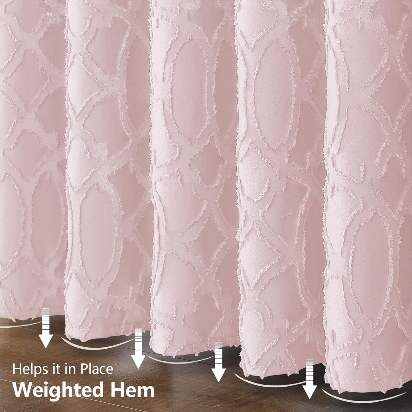 Blush Stall Shower Curtain Set 36X72 Inches, Jacquard Geometric Textured Tufted Fabric Shower Curtains for Bathroom, Boho Half Size RV Shower Curtains with 12 Plastic Hooks