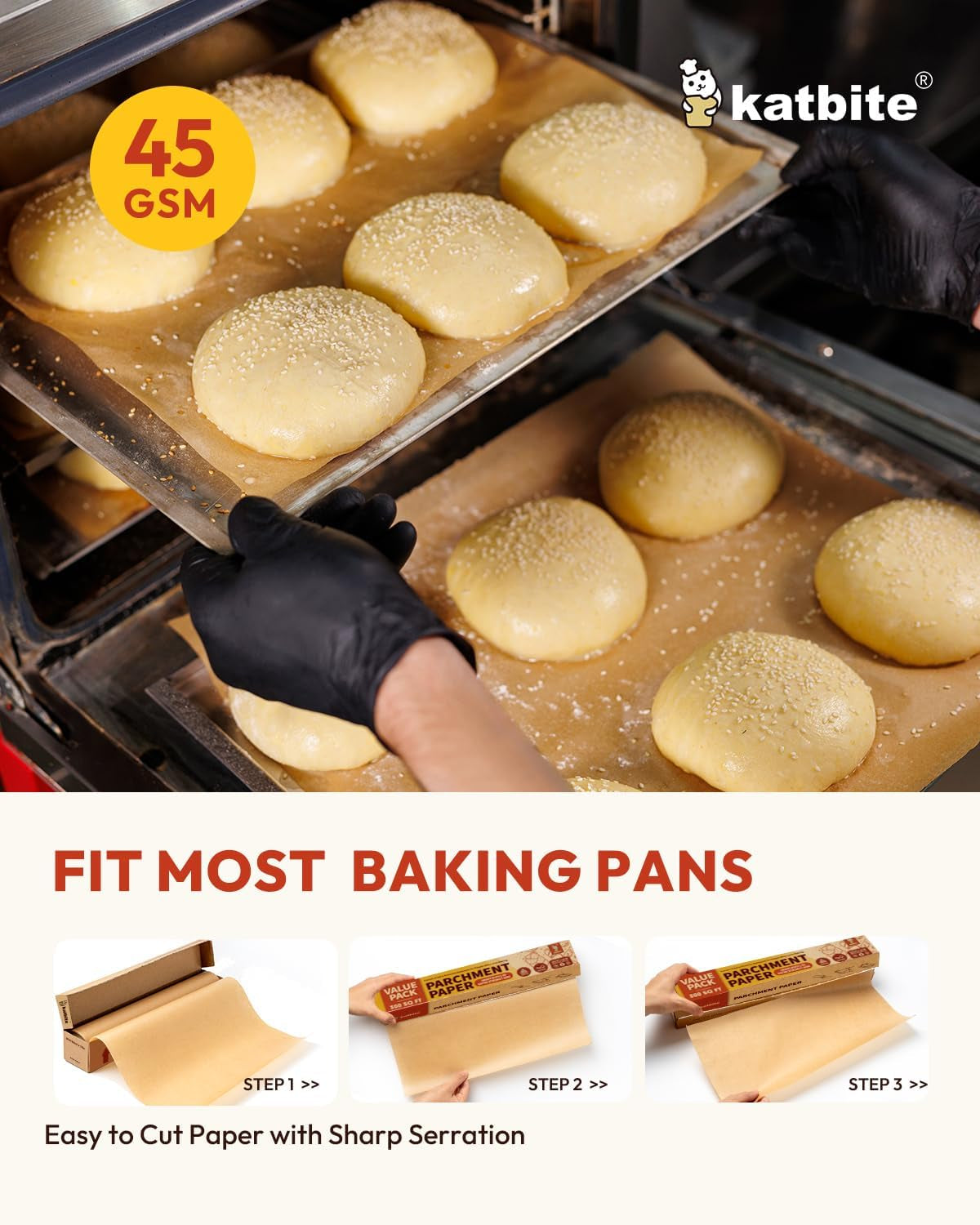 Unbleached Parchment Paper Roll - 15" x 242', 300 sq. ft., Non-Stick with Serrated Cutter for Baking, Cooking, and Air Frying