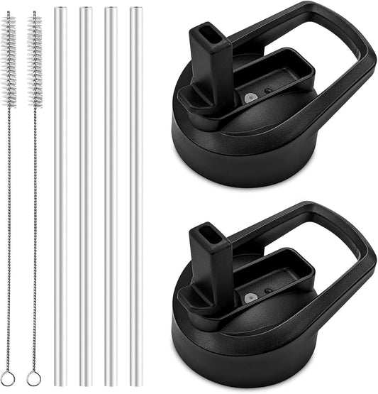 Straw Lid for Hydro Flask Wide Mouth,2Pack Replacement Lids with Straws for Wide Mouth 12,16,18,22,32,40,64Oz Water Bottles,Sport Bottle Lids Accessories with Handle (Straw Lid2)