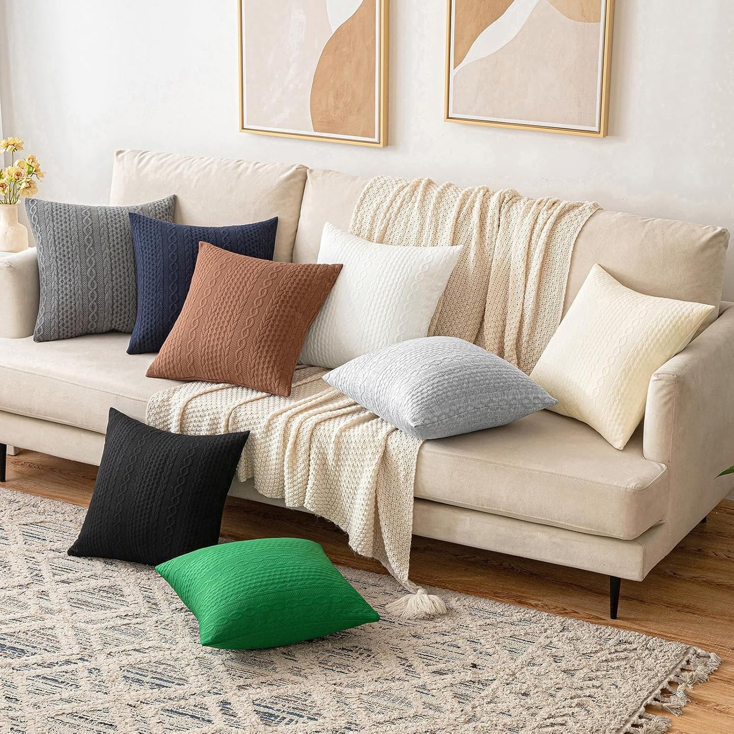 Fall Decorative Throw Pillow Covers Set of 2 Super Soft Modern Stretchy Embossed Patterned Cushion Covers for Halloween Farmhouse Couch Sofa Livingroom Bed,Black 18X18 Inch