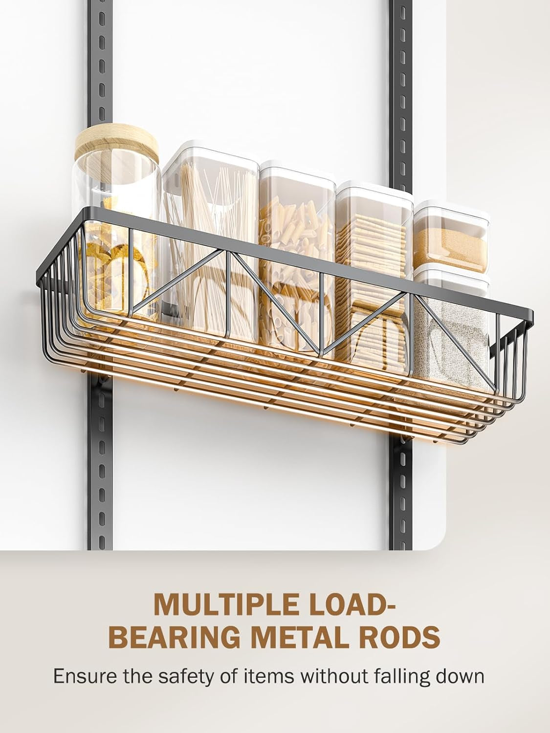 Adjustable over the Door Pantry Organizer, 9-Tier Metal Pantry Organization and Storage for Kitchen, Hanging Spice Rack Seasoning Shelves, Cabinet Door Organizer for Easy Install, 16" Black