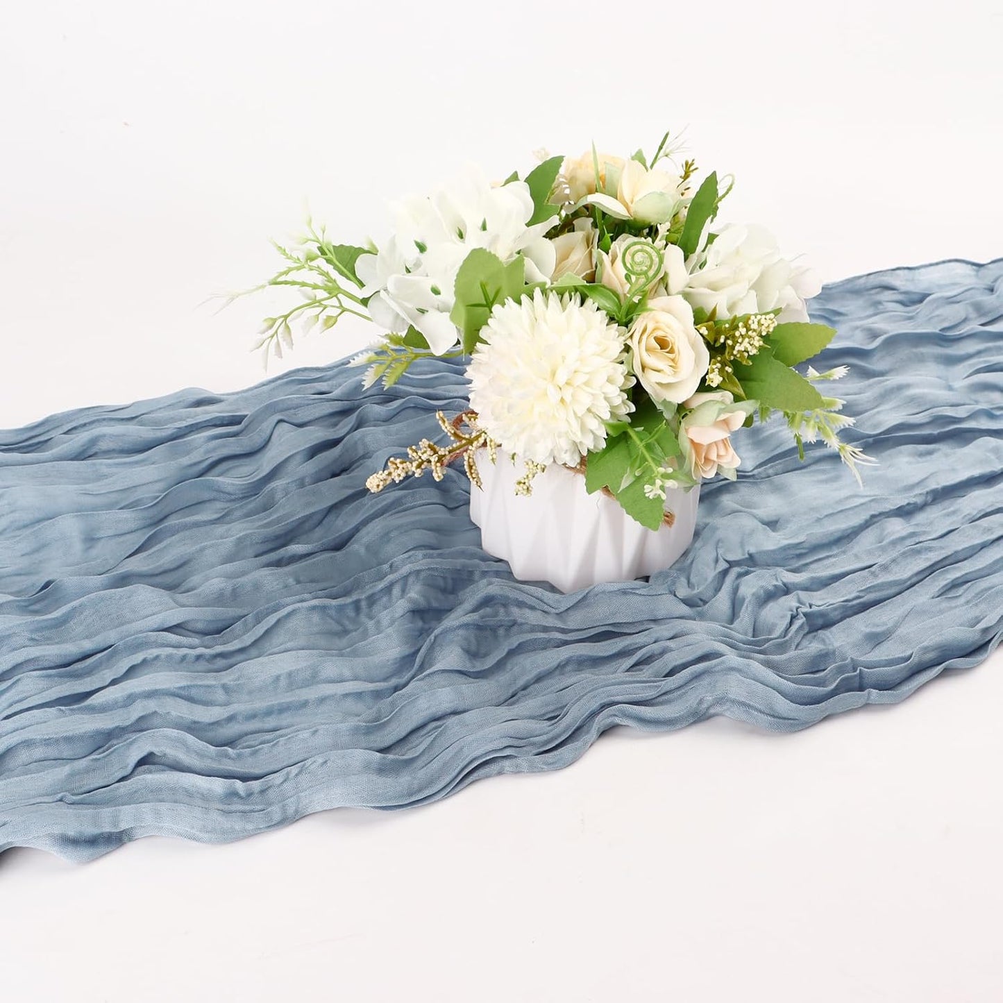 Dusty Blue Cheese Cloth Table Runners, 35X120 Inch Boho Gauze Sheer Cheese Cloth Table Runner for Party Birthday Wedding Bridal Baby Shower Dining Decorations