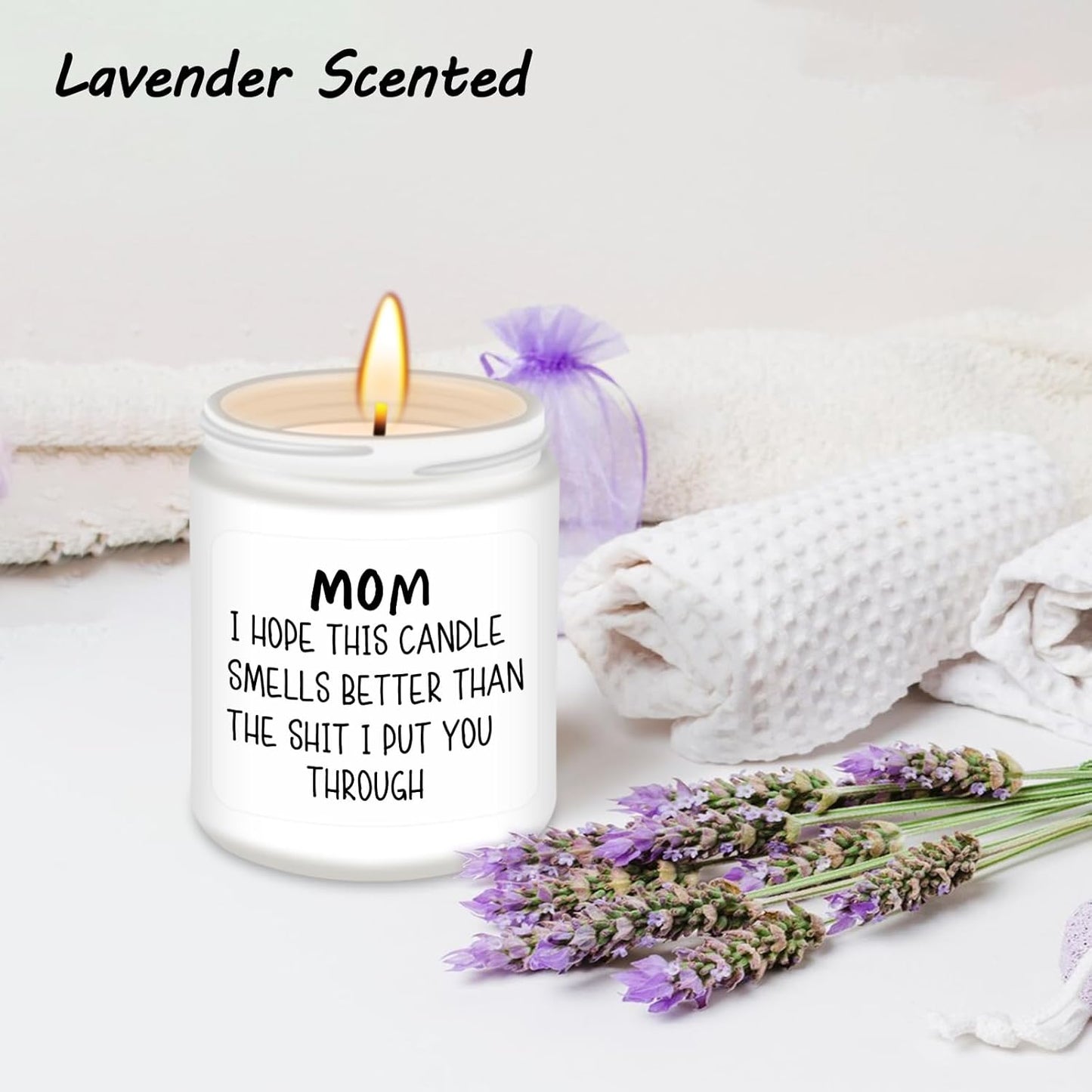 Mothers Day Gifts from Daughter Son,Birthday Gifts for Mom, Her, Bonus Mom, Mother (Mom I Hope This Candle-White)
