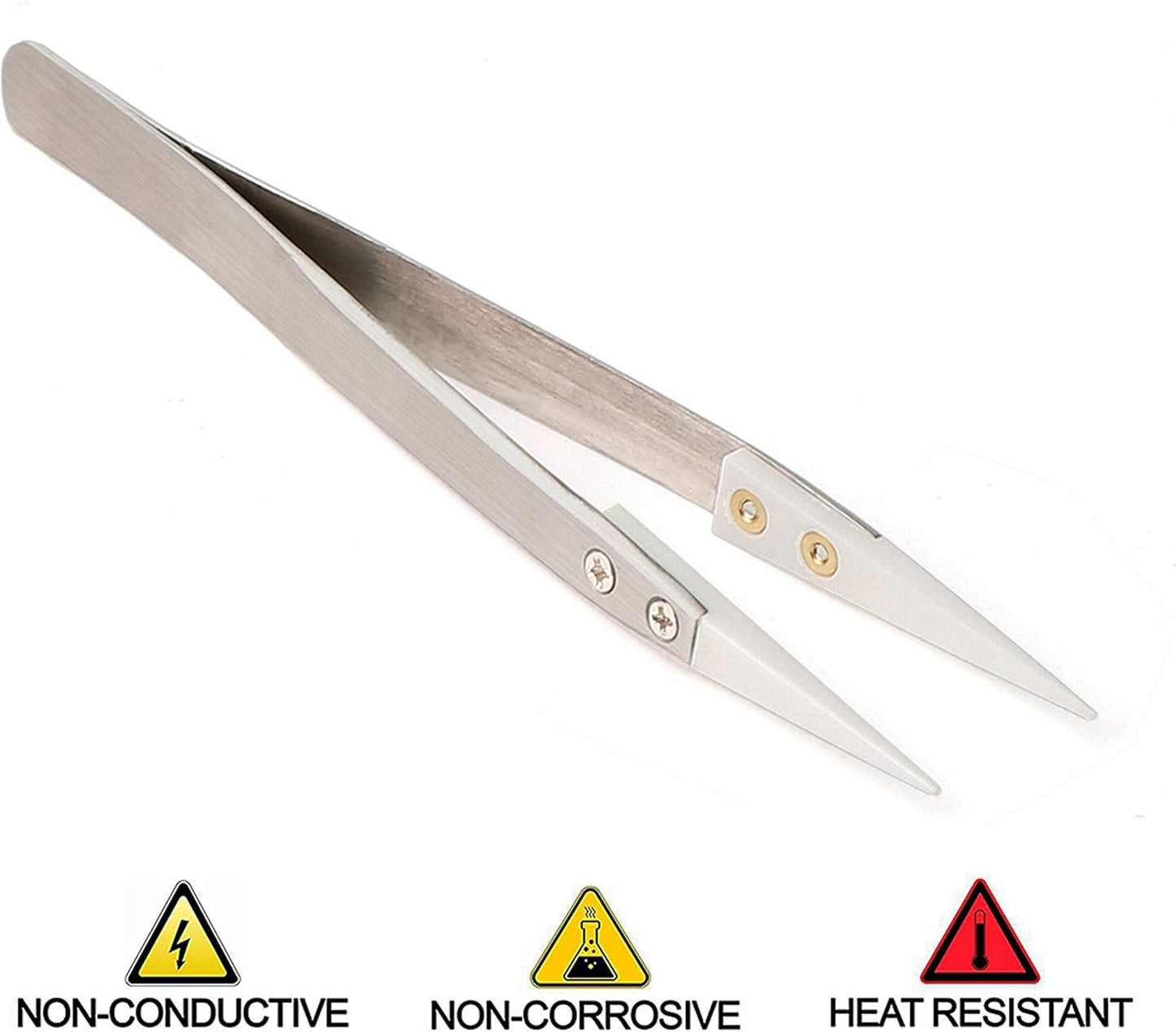2 Pack Precision Ceramic Tweezers Non-Conductive Anti-Static Highly Heat Resistant Tweezers