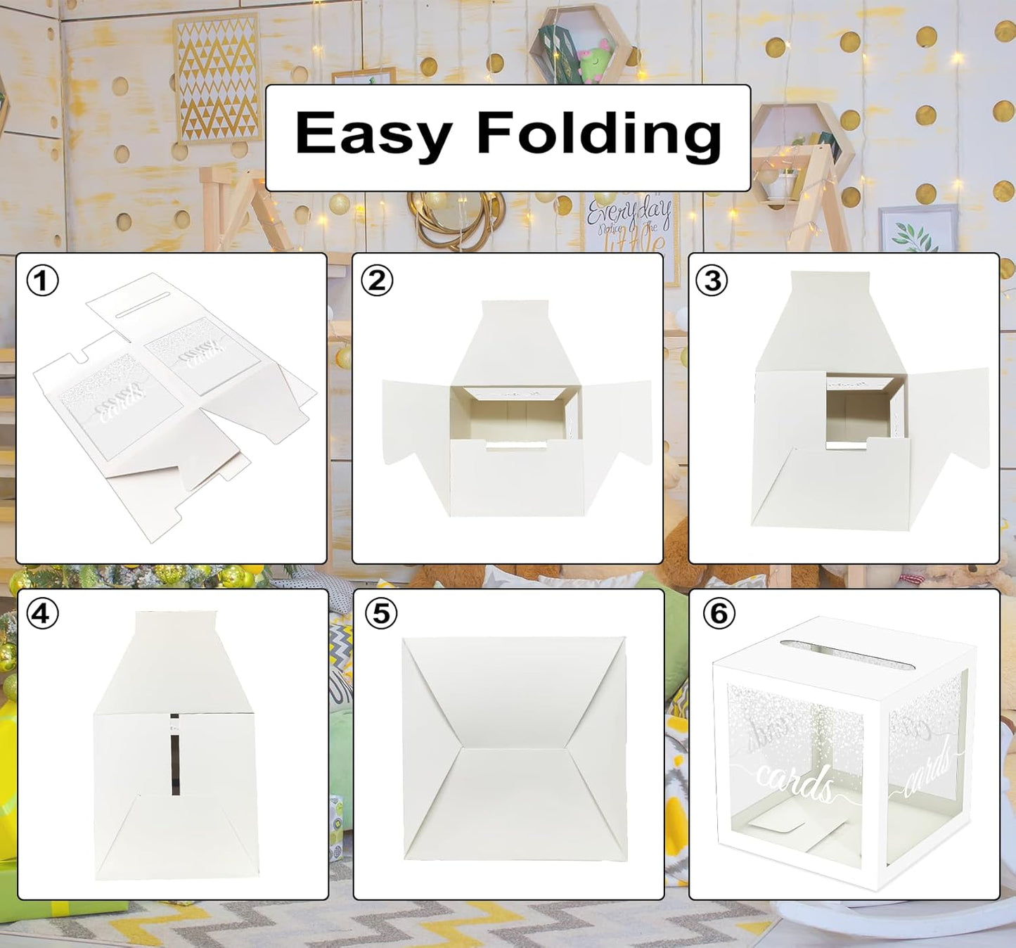 White Pot Clear Cards Box, Cards Receiving Box for Birthday, Wedding, Bridal or Baby Shower, Graduation, Anniversaries and Engagement Parties
