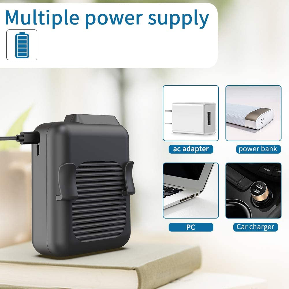 Portable Mini Waist Belt Fan Rechargeable, 23H Use Time, 5100RPM Strong Airflow with 3 Speed Levels, Hands-Free Necklace Fan for Blue Collar, Weeding, Personal under Shirt Cooling for Outdoor