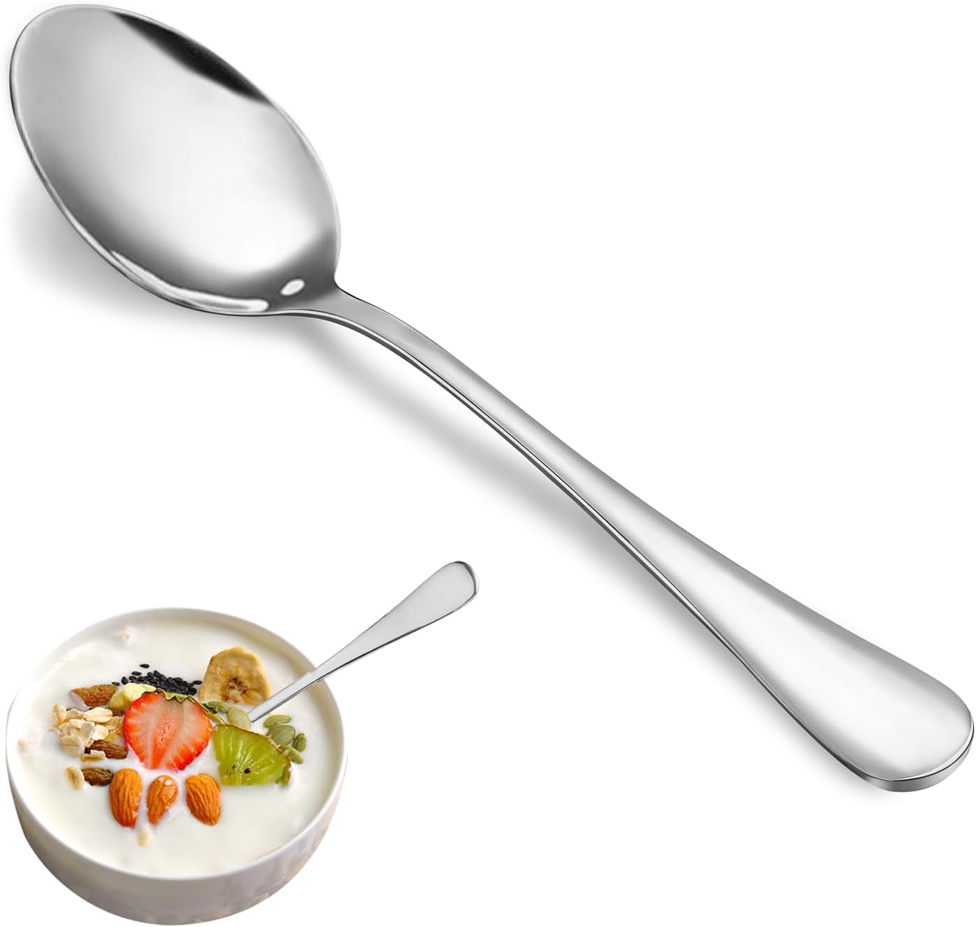 12 Piece Teaspoons Set,Food Grade Stainless Steel Tea Spoons,Durable Small Spoon,Metal Dessert Spoon,Spoons Silverware for Home,Kitchen or Restaurant,Mirror Polished & Dishwasher Safe,6.7-Inch