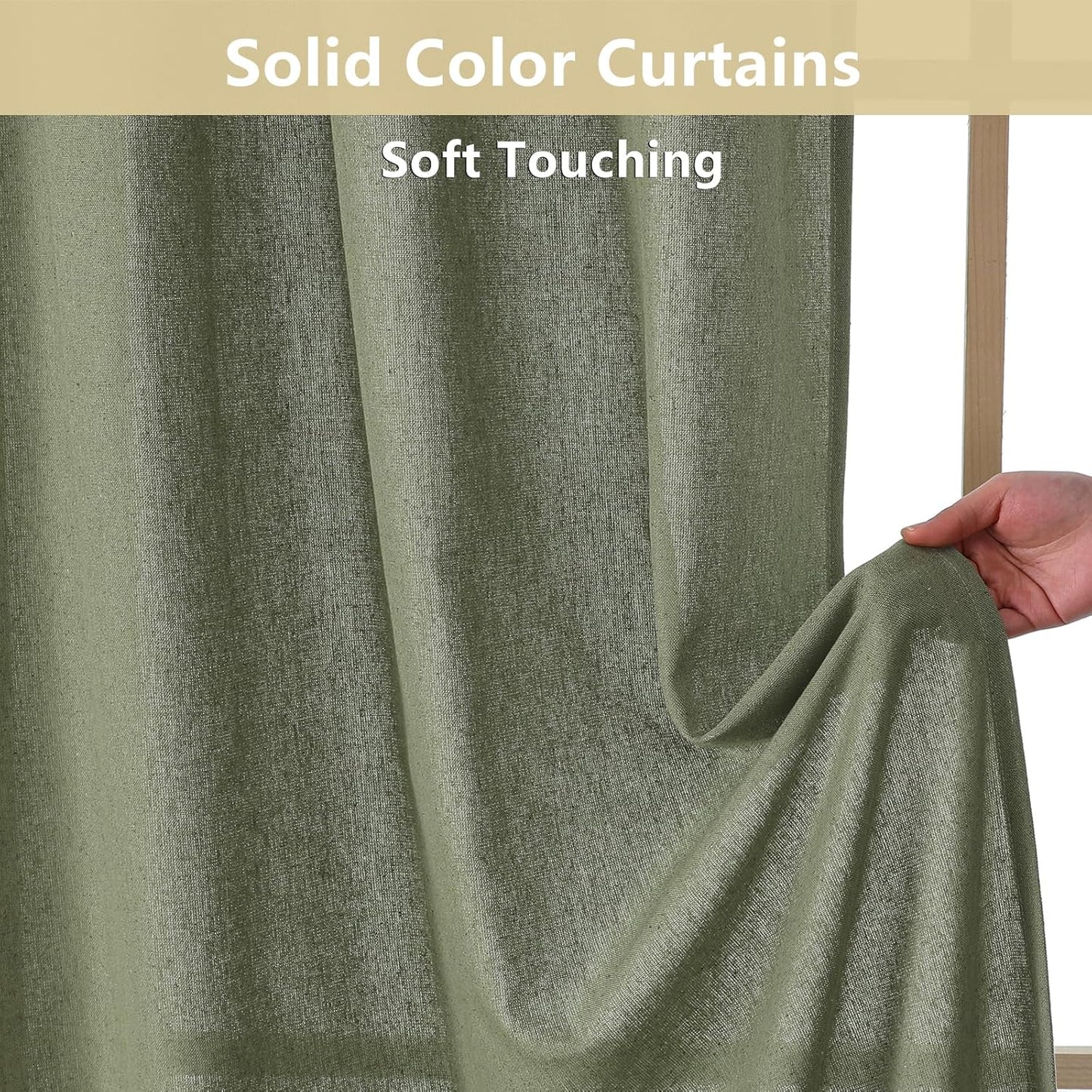 Colin Sage Green Curtains 84 Inches Long for Bedroom Living Room 2 Panels Set, Semi Sheer Light Filtering Soft Linen Textured Curtain, Modern Rod Pocket Drapes, 2 Panels, 42 X 84 Inch