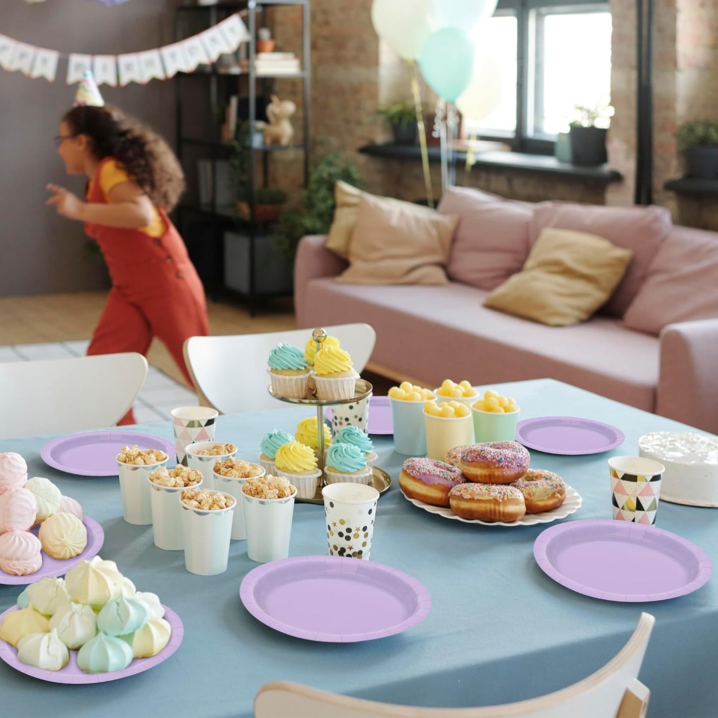 50 PCS Paper Plates, 7 Inches round Lavender Small Paper Plates, Disposable Plates for Party, Disposable Paper Plate Set, Strong and Sturdy Party Favors for Bridal Great Party Graduations Picnic