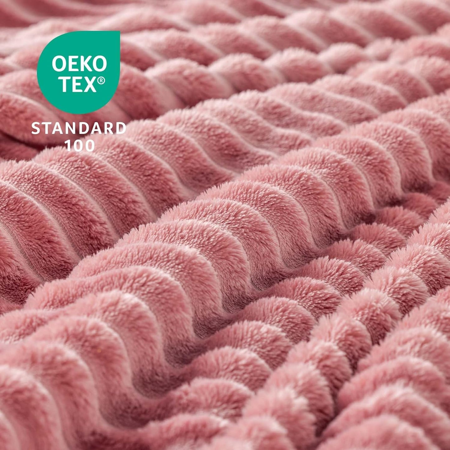 Fleece Throw Blanket for Couch – 3D Ribbed Jacquard Soft and Warm Decorative Fuzzy Blanket – Cozy, Fluffy, Plush Lightweight Pink Throw Blankets for Bed, Sofa, 50X60 Inches