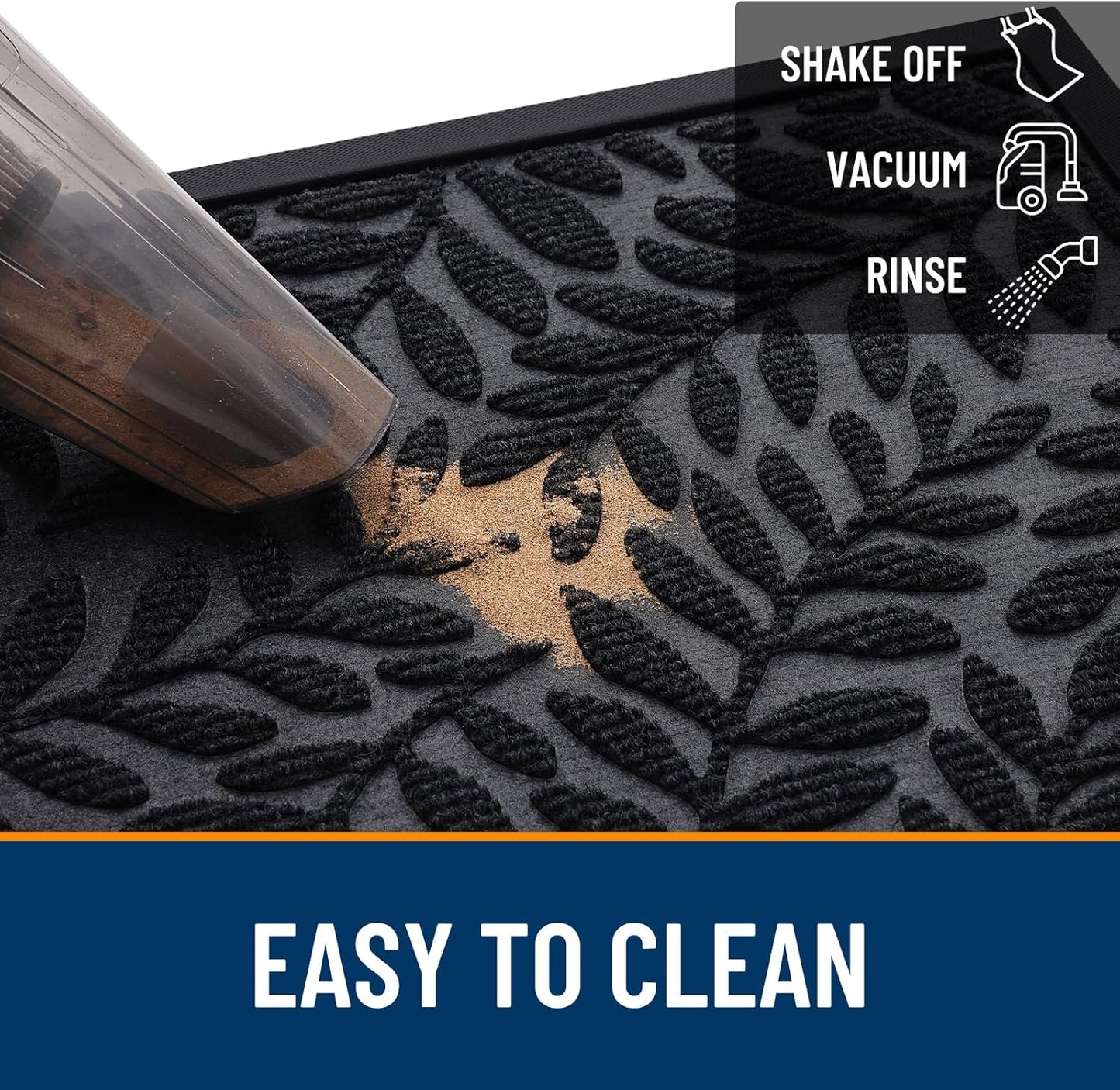 Door Mat Indoor Outdoor Entrance, 29.5X17, Waterproof All-Weather All-Season Doormat, Sturdy Natural Rubber, Stain and Fade Resistant, Low Profile, Easy Clean Patio Entryway Mat, Black