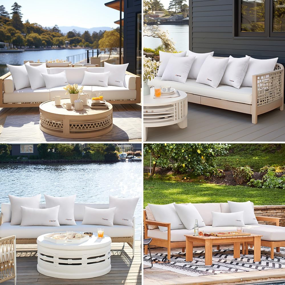 Set of 4 Waterproof 18x18 Outdoor Throw Pillow Inserts - Decorative Hypoallergenic Cushions for Patio and Garden