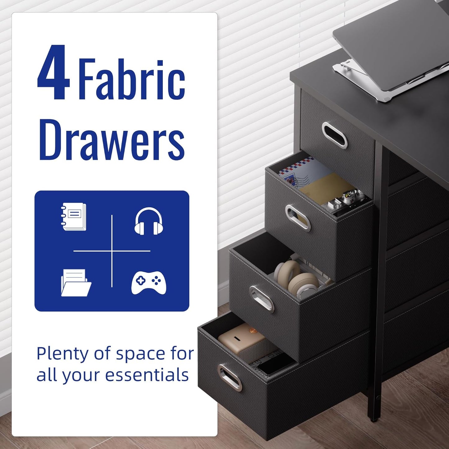 40 Inch Computer Desk with 4 Drawers Small Office Desk for Home Bedroom Study Writing Simple Modern Computer Table Pink