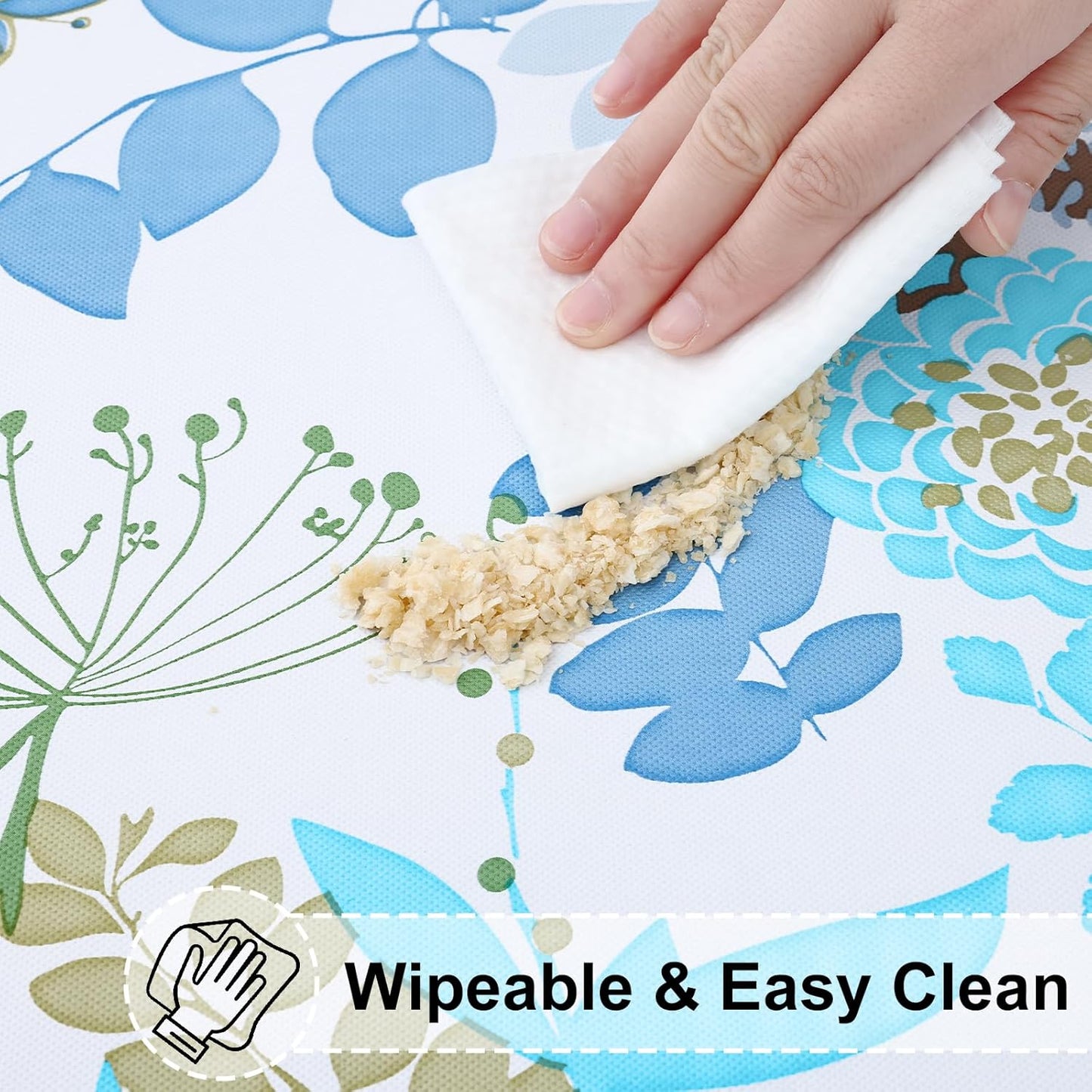 round Fitted Tablecloth with Elastic Edge, 100% Waterproof Oil Proof Plastic Table Cover, Vinyl Flannel Backed Tablecloth Fits 45"-56" round Tables for Dinner, Outdoor, Picnic, Leaves