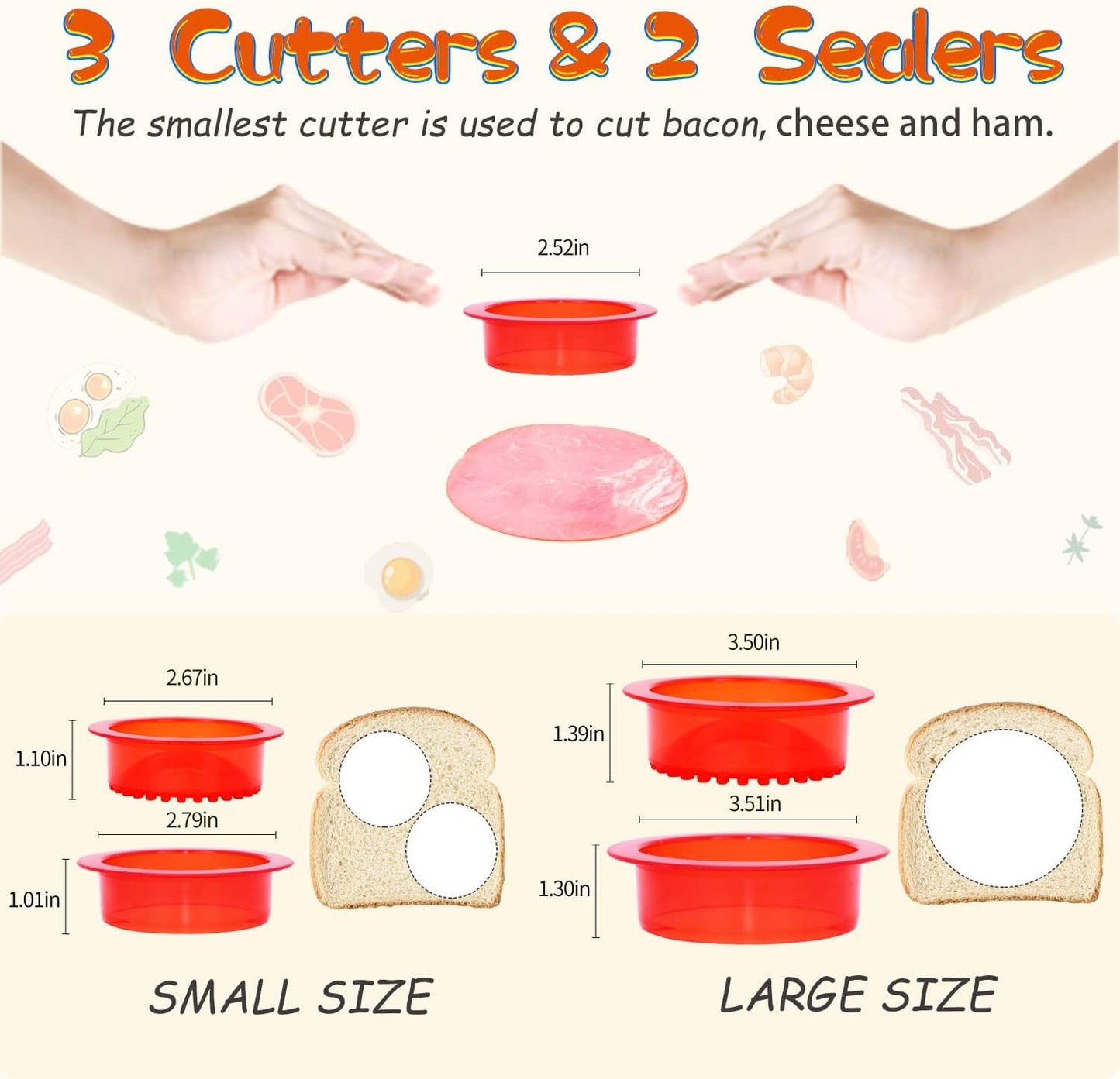 Sandwich Cutter and Sealer - 5 PCS Decruster Sandwich Maker - Peanut Butter and Jelly Crustless Sandwich Bread Pancake Maker Cookie Cutter for Kids Children Boys Girls
