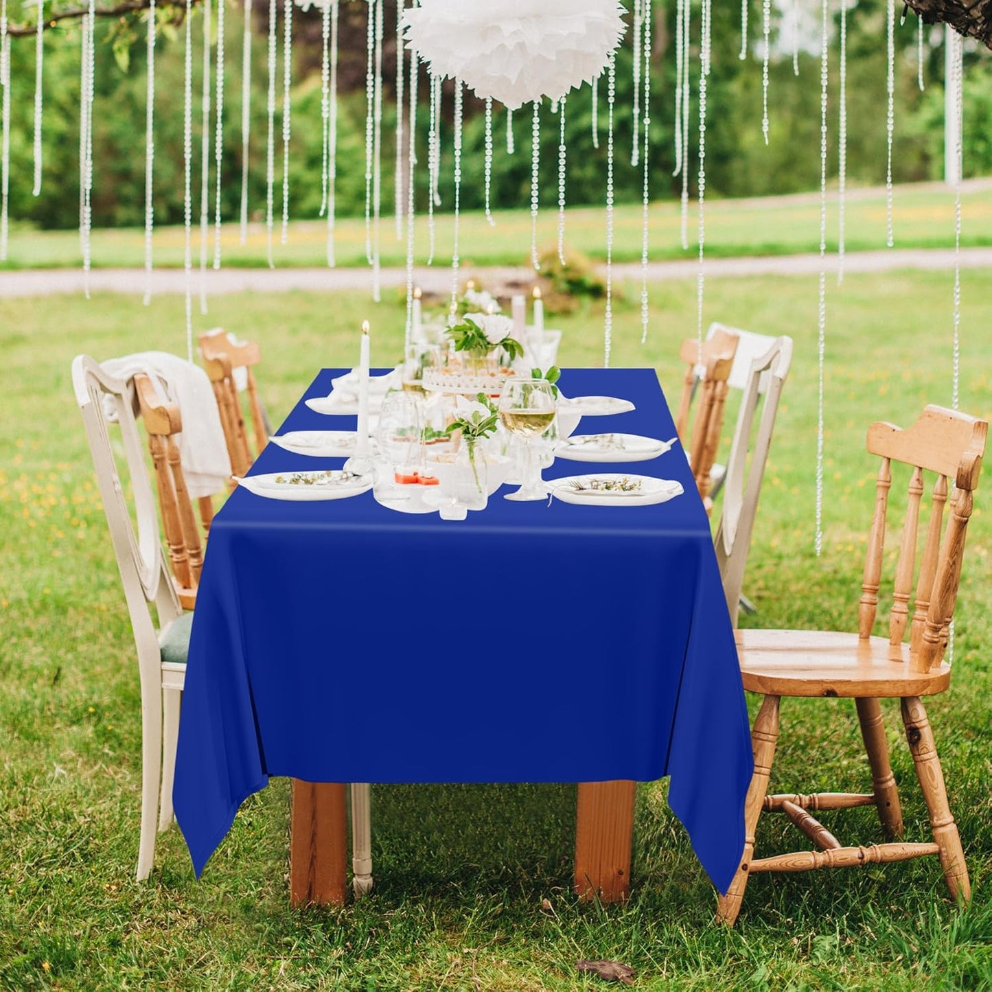 4 PCS Blue Tablecloth, 54 X 108 Inches Plastic Table Cloth Disposable, Table Cloth for Parties, Picnic, Camping and Baby Shower Decorations, Leakproof Table Cover of Indoors Outdoors