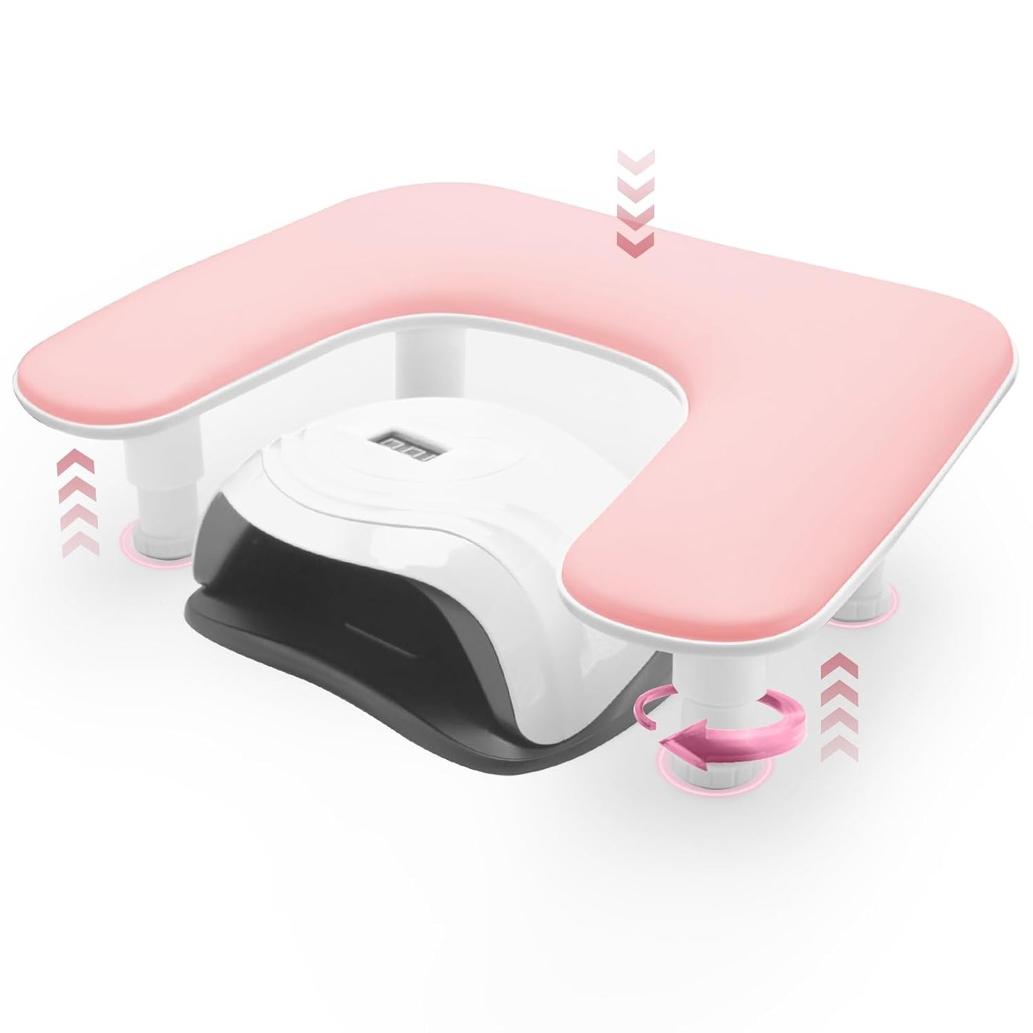 Nail Arm Rest, U-Shaped Adjustable Height Nail Hand Rest for Manicure, Microfiber PU Leather Hand Rest Pillow for Acrylic Nail, Soft Hand Rest/Nail Hand Pillow for Manicure Salon Use-Pink