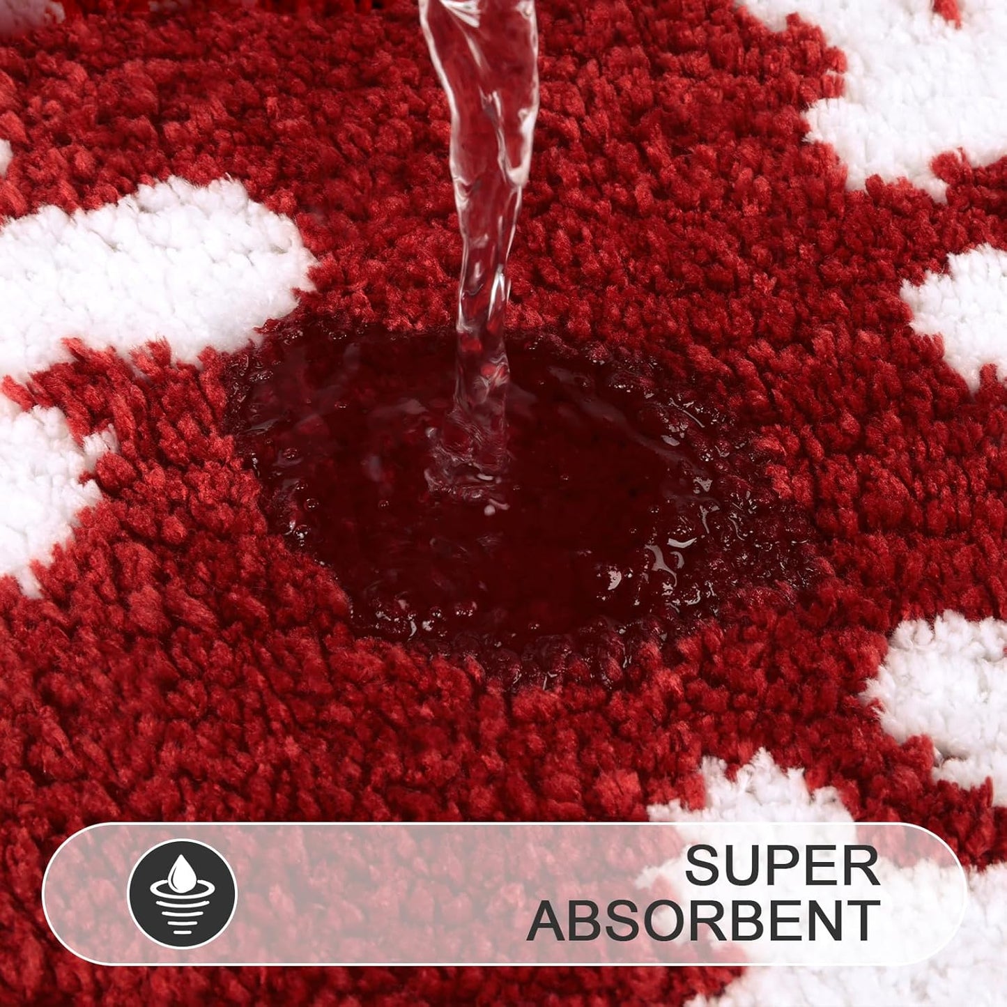 Snowflake Christmas Bathroom Rugs 16"X24" Soft & Absorbent Micorfiber Bath Mats Fluffy Plush Non Slip Carpet Washable for Bathroom Floor(Christmas Red, 1'4" X 2')