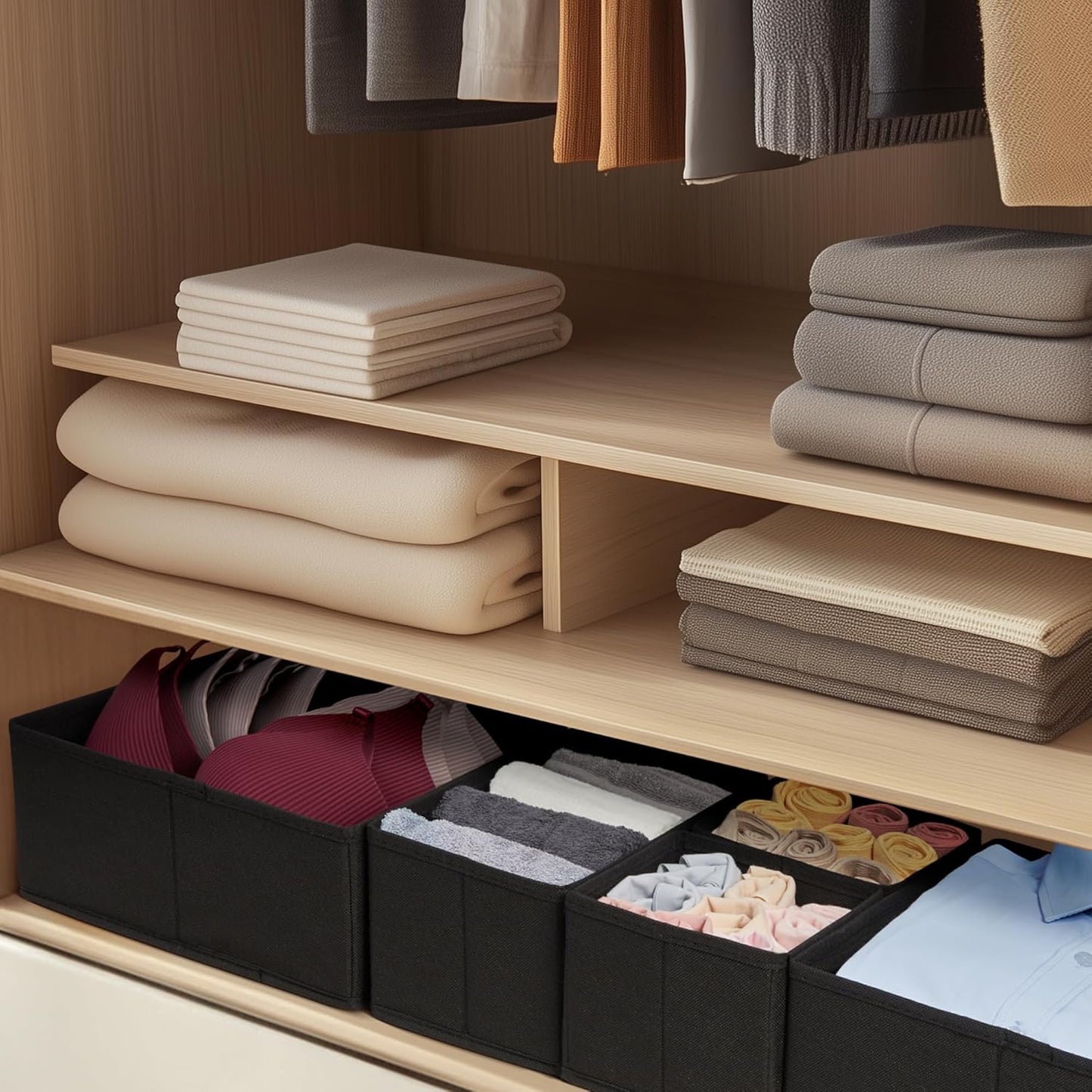 16 Pack Drawer Organizer Clothes, Dresser Drawer Organizers for Clothing Fabric Foldable Closet Organizers and Storage Bins for Baby Clothes, Nursery, Underwear, Bras, Socks