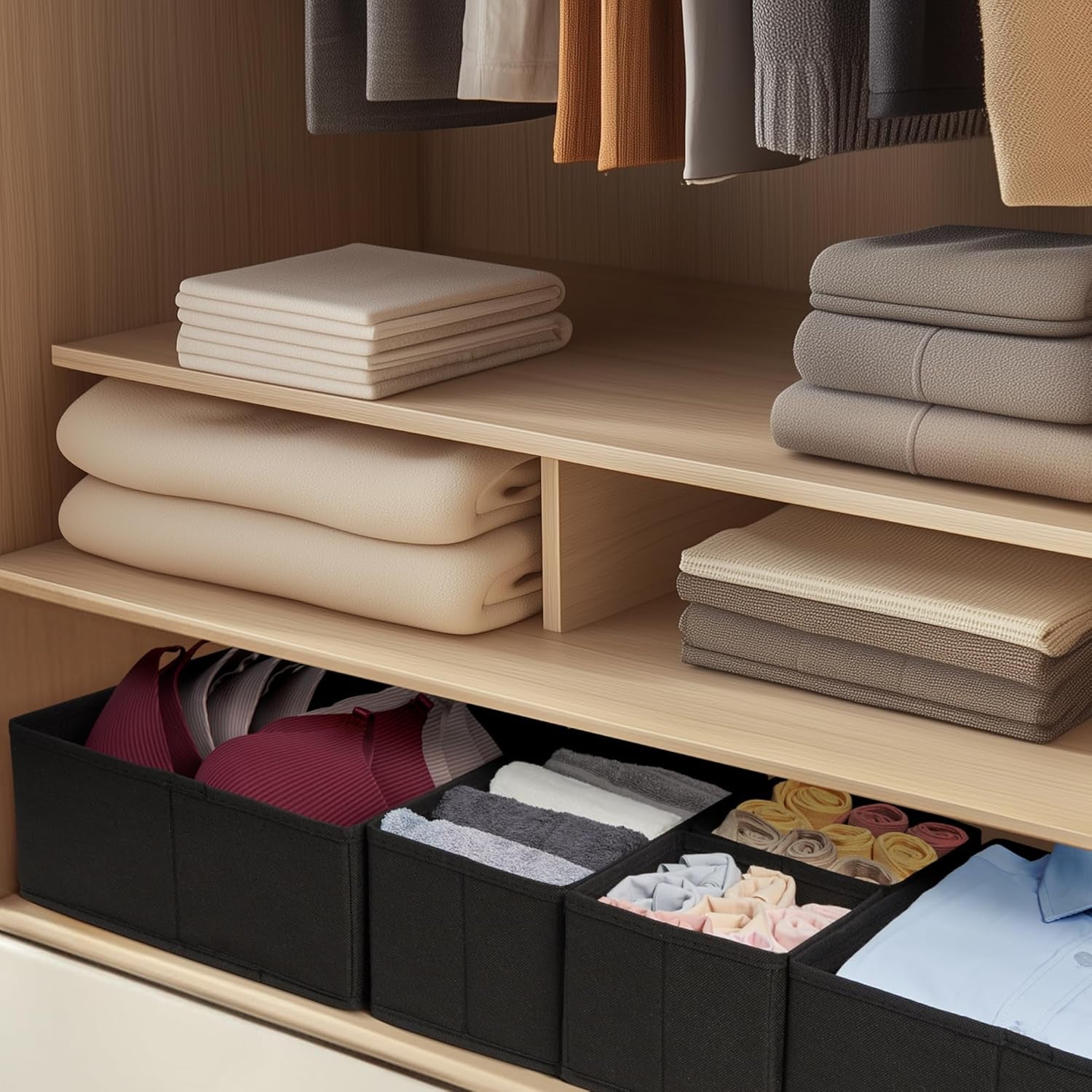 16 Pack Drawer Organizer Clothes, Dresser Drawer Organizers for Clothing Fabric Foldable Closet Organizers and Storage Bins for Baby Clothes, Nursery, Underwear, Bras, Socks