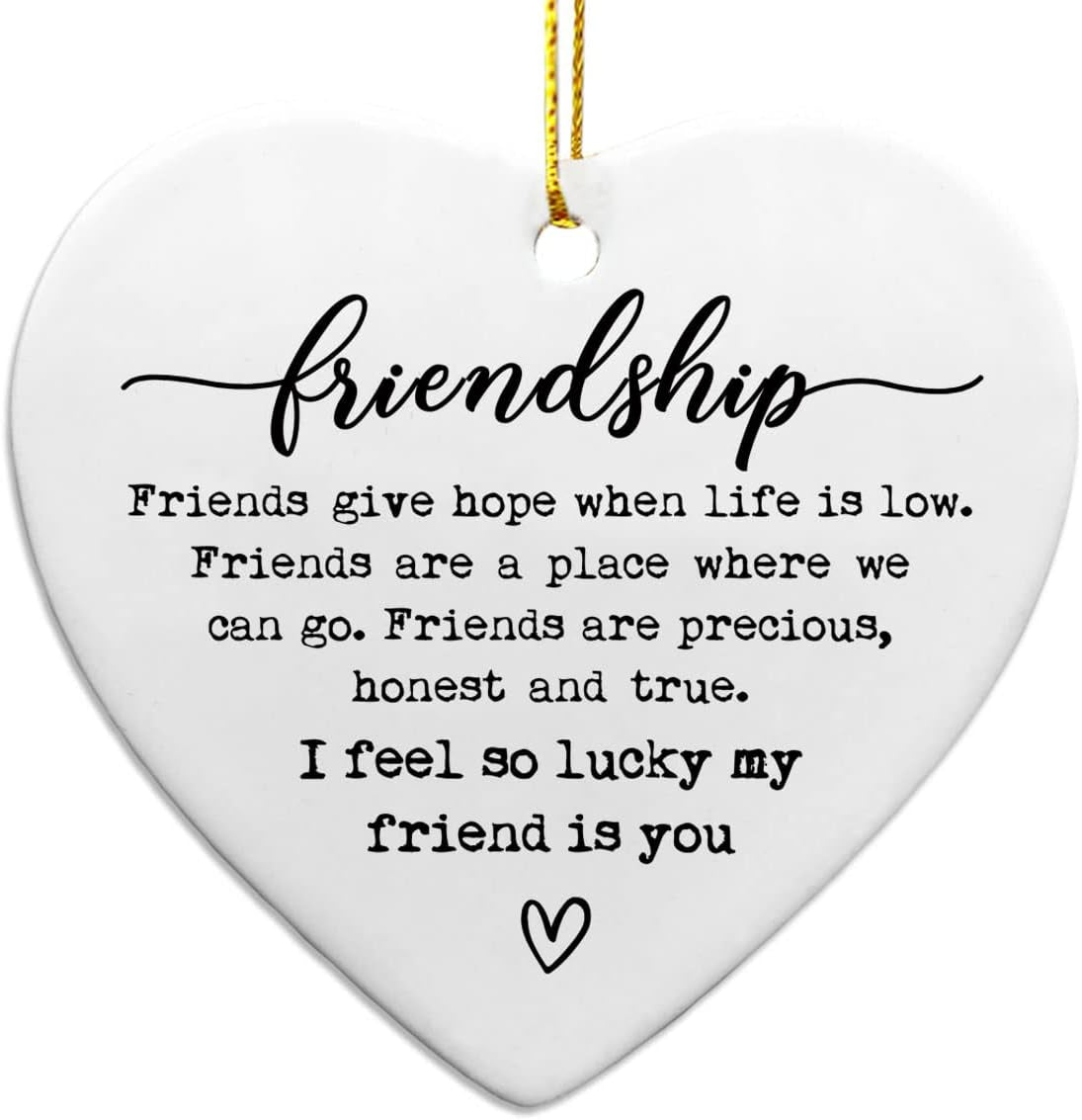 Friendship Ceramic Heart Gift, Sister Inspirational Gift, Friendship Present, Send Love, Best Friend Keepsake, for Women, Christmas Gift (I Feel so Lucky)