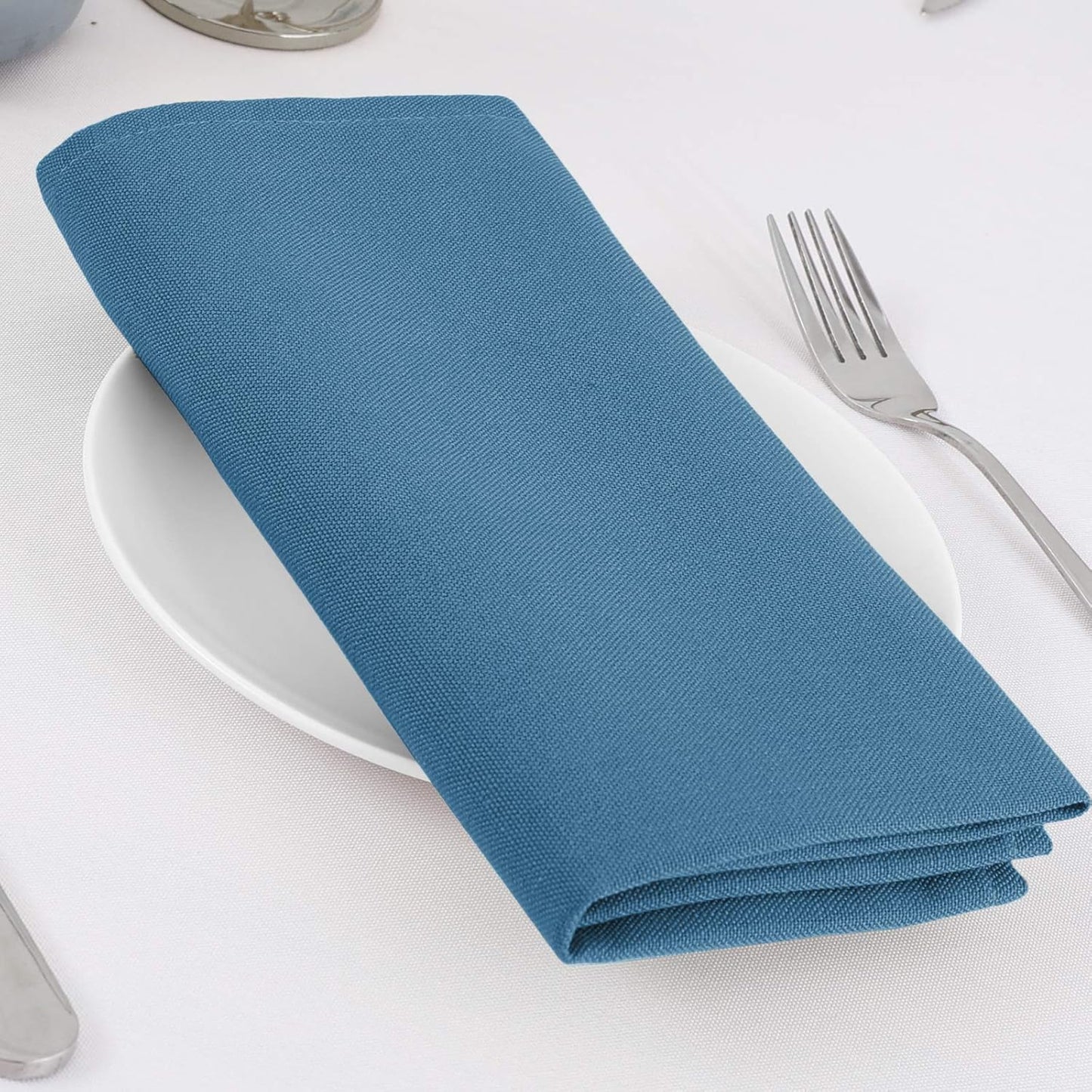 Cloth Napkins Set of 12 (18" X 18") Linen Textured Dinner Napkins Waterproof Extra Soft Thick Durable Reusable Napkins with Hemmed Edges for Dinners, Weddings and Everyday Use, Ink Blue