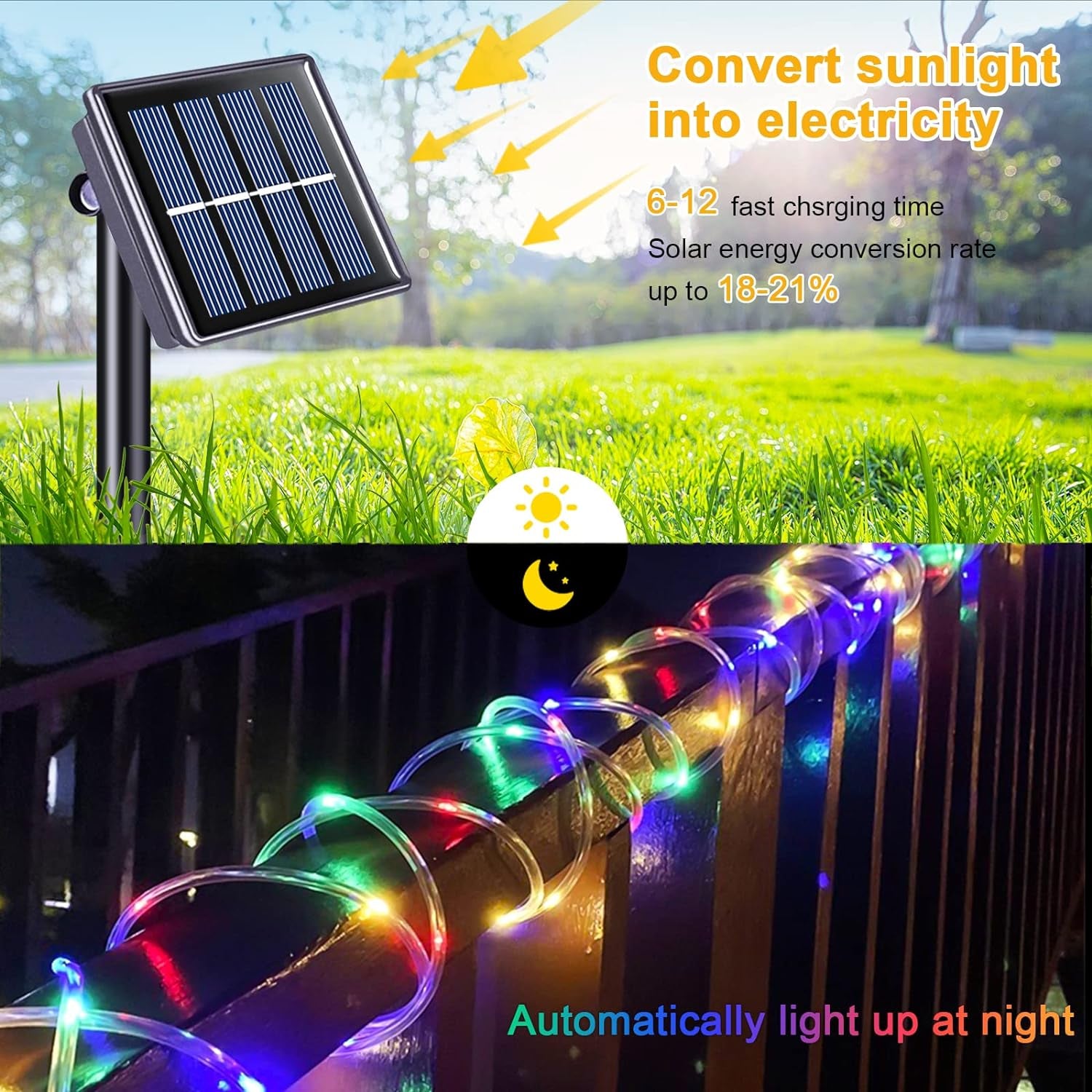 200 LED Trampoline Accessories Solar Rope Light, 66Ft IP 65 Waterproof Solar Pathway Lights Outdoor, 8 Modes Trampoline Lights for Basketball Hoop Ladder Slide Pathway Tent Camp(Multicolor)
