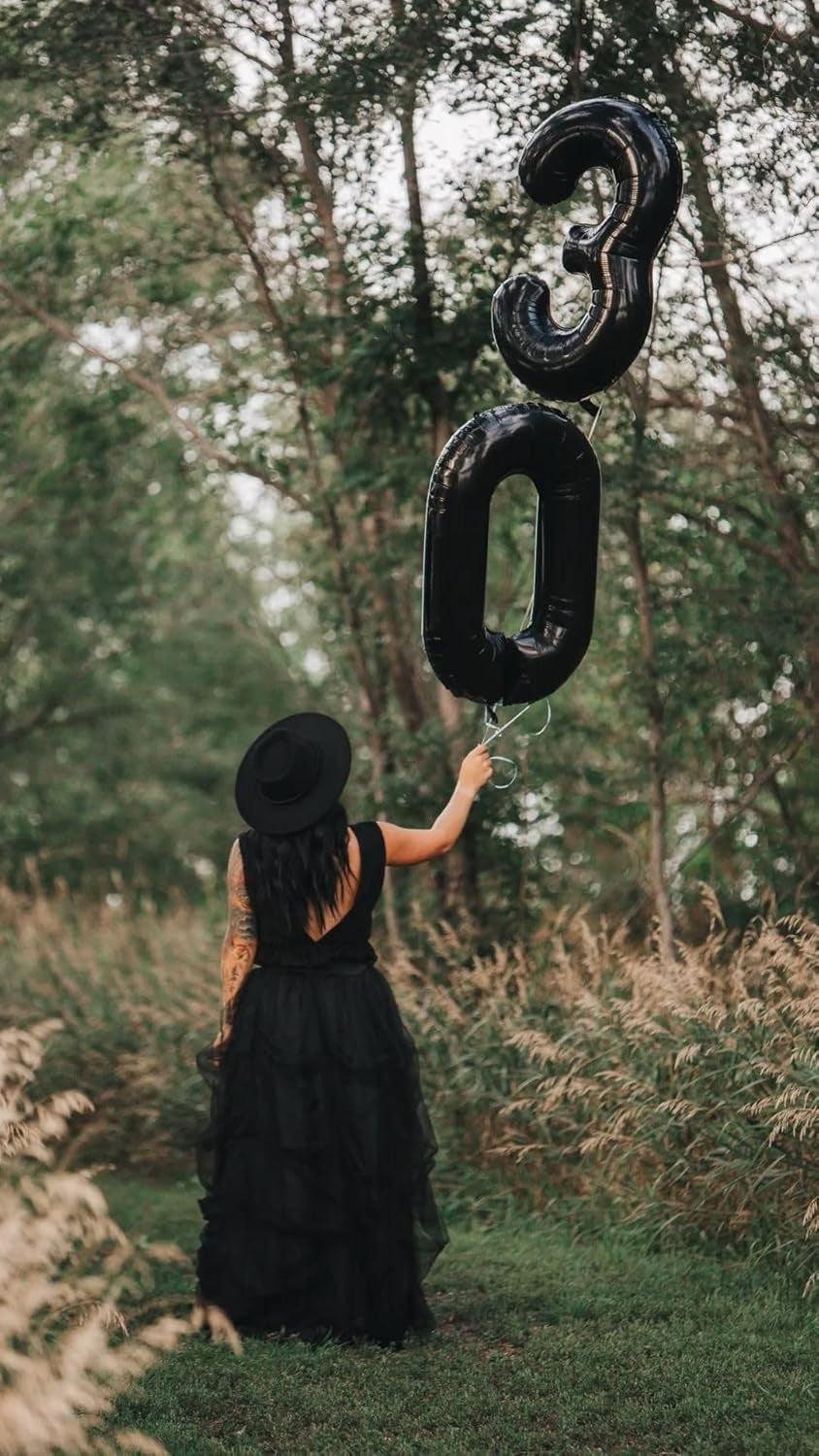1 Number Balloon for First Birthday, 40 Inch Black One 1St Number Balloon Birthday Decorations for Girl Boy Toddler Baby, 10Th 21St, Giant Number 1 Balloon