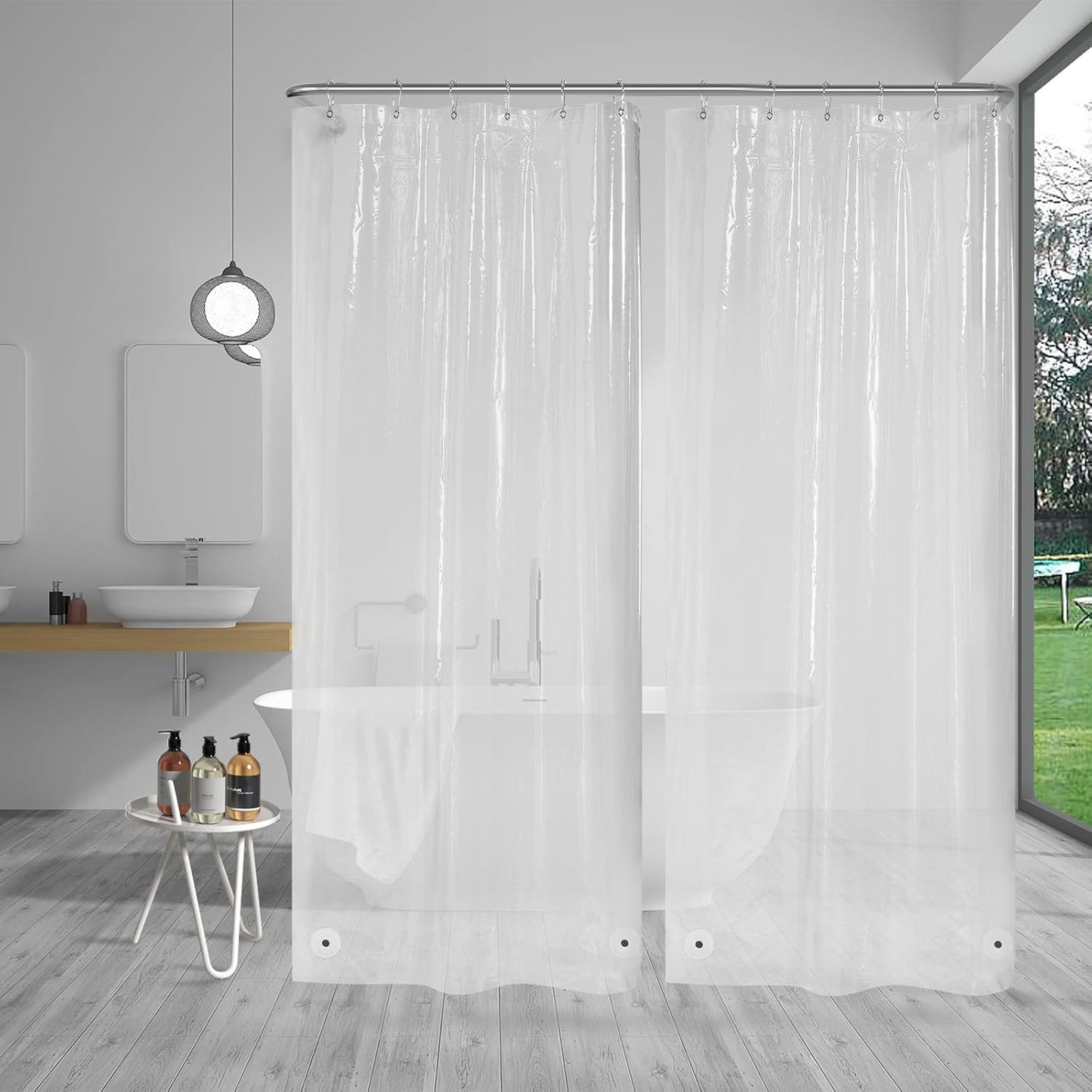 Small Shower Curtain Liner, 36X72 Stall Plastic Clear Shower Curtain Liner, PEVA Cute Narrow Shower Liner, Stand up Shower Curtain Liners with 2 Magnets and 6 Rustproof Grommet Holes