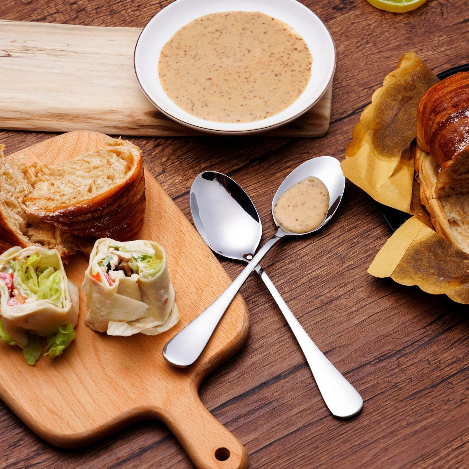 Dinner Forks and Teaspoons Bundle,16 Pcs 8" Food Grade Stainless Steel Silverware Forks & 16 Pcs 6.7" Stainless Steel Spoons,Mirror Finish & Dishwasher Safe,Use for Home,Kitchen or Restaurant