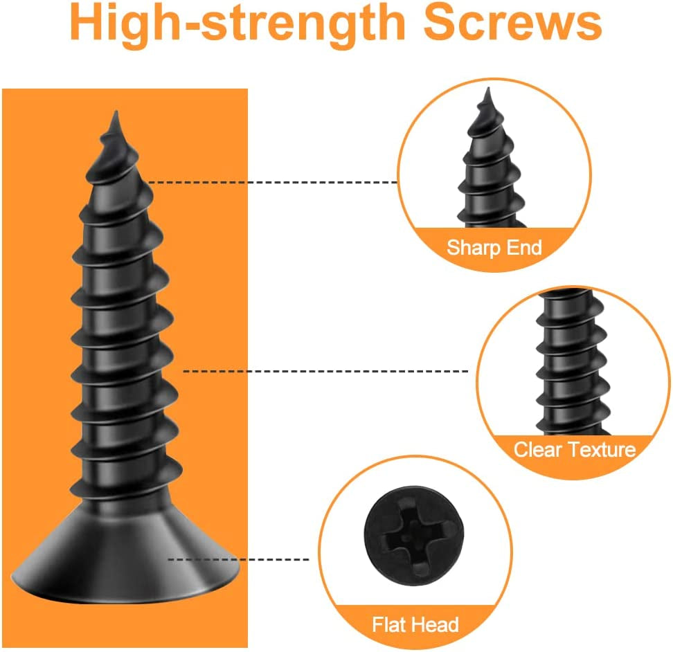 40PCS L Bracket Corner Brace Sets, Stainless Steel Corner Brackets, 90 Degree Right Angle Bracket, Metal L Brackets for Shelves Wood Furniture Cabinet Chair Drawer with 80PCS Screws, Black (20Mmx20Mm)