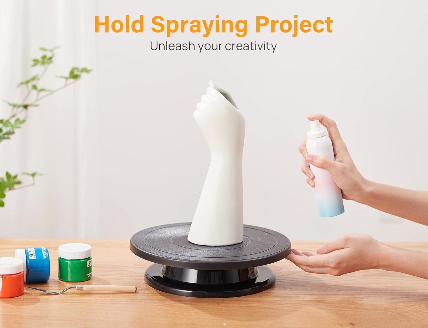 11 Inch Rotate Turntable Sculpting Wheel Revolving Cake Turntable Black Painting Turn Table Lightweight Stand for Paint Spraying Spinner, Cake Decorating, Displaying Item