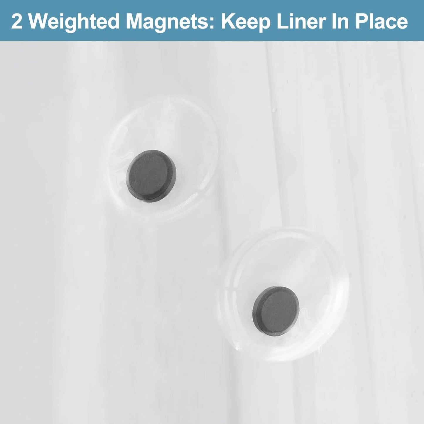 PEVA Waterproof Plastic Snap in Shower Curtain Liner Replacement with 2 Magnets35 W X 55" L for 36" W X 75" L Frosted