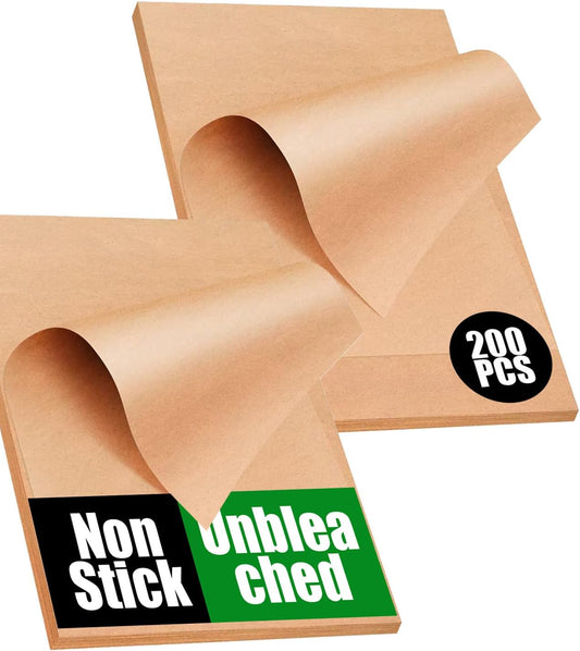 200 PCS Unbleached Parchment Paper Sheets for Baking 12X16 Inches, Non-Stick and Non-Toxic Pre-Cut Parchment Sheets for Oven, Cooking, Grilling, Air Fryer and Steaming - Fit for Half Sheet Pans