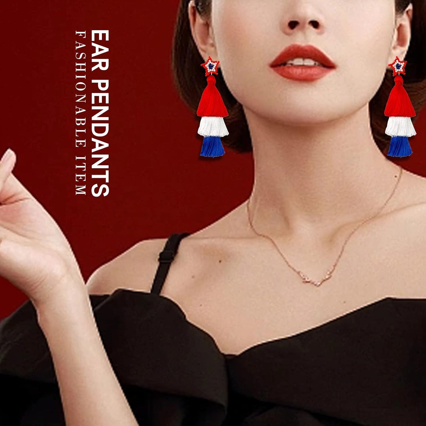 Tassel Earrings for Women, Handmade Gradient Color Bohemian, Tiered Fall Dangle Earrings, Layered Boho Statement Earrings for Women Girls Valentine Christmas Birthday Party Gift