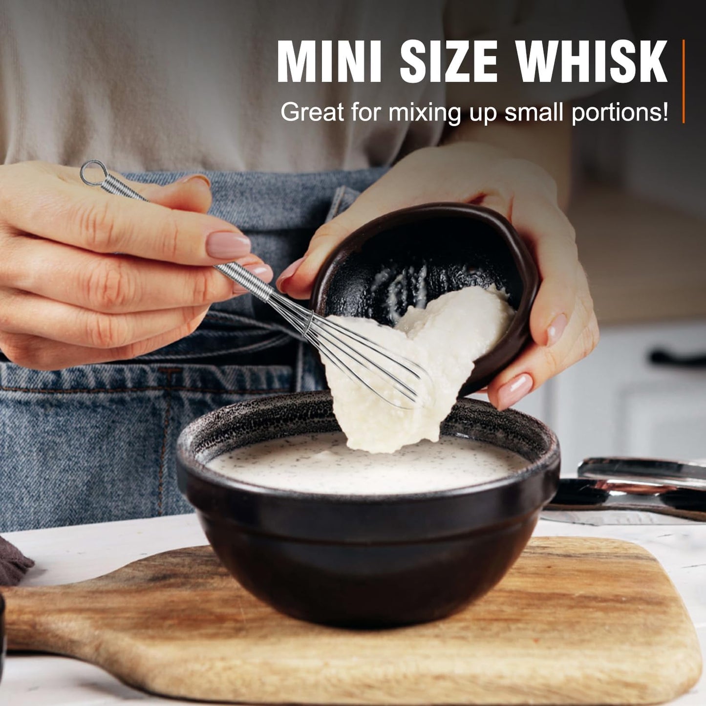 Mini Whisk,304 Anti-Rust Small Whisk,Sturdy Stainless Steel Wire Tiny Whisks 6+7+8In,Ideal for Mixing Individual Eggs, Jams, Spices and Other Small Portion Ingredients.(3Pcs)