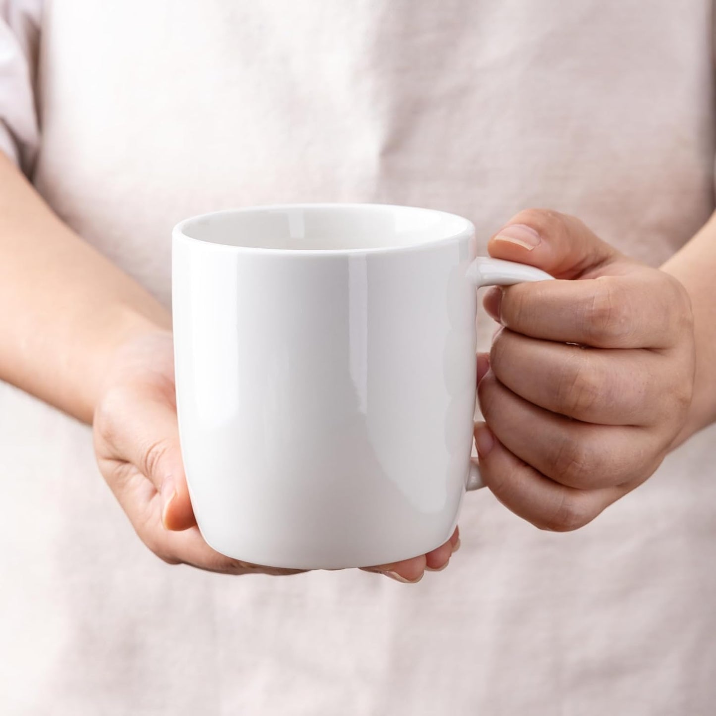 12 oz Ceramic Coffee Mugs Set of 12 with Large Handle - Lightweight, Dishwasher & Microwave Safe for Latte, Cappuccino, Cocoa, and Milk